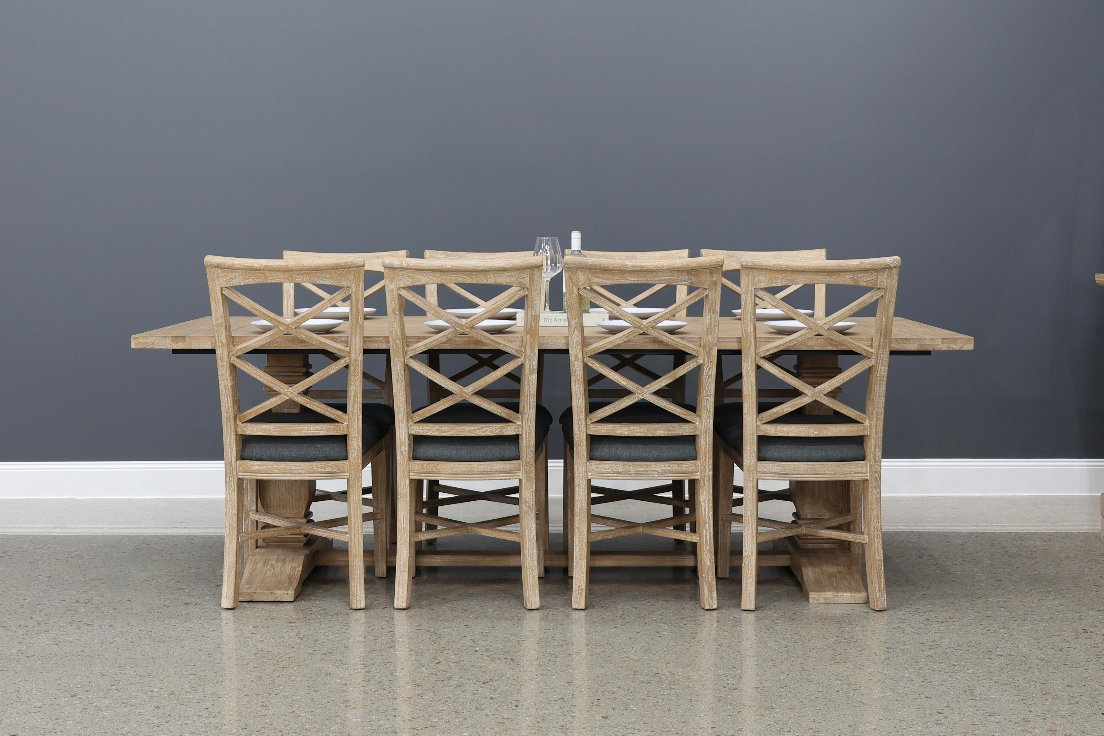 Provedore Dining Chair - Natural w/ Grey Fabric Seat