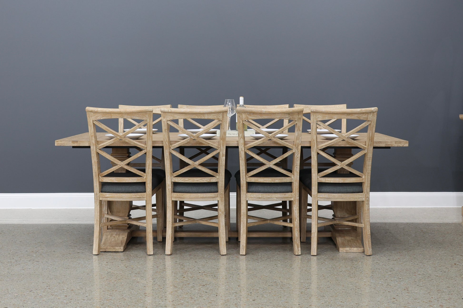 Provedore Dining Chair - Natural w/ Grey Fabric Seat