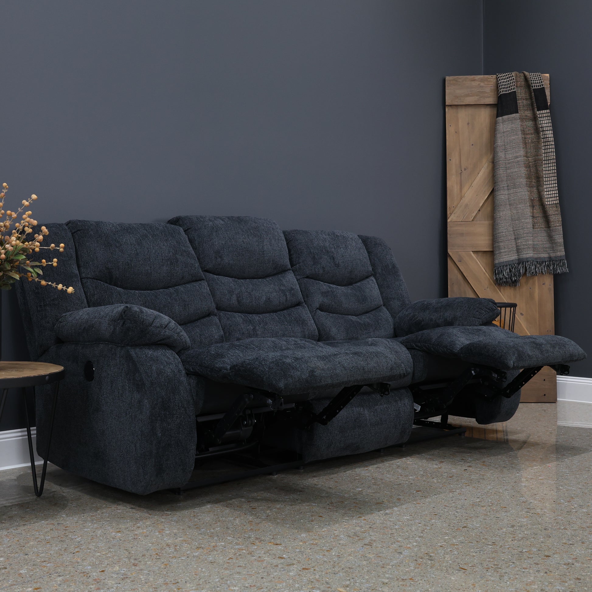 Werribee Electric Reclining Sofa - Caviar