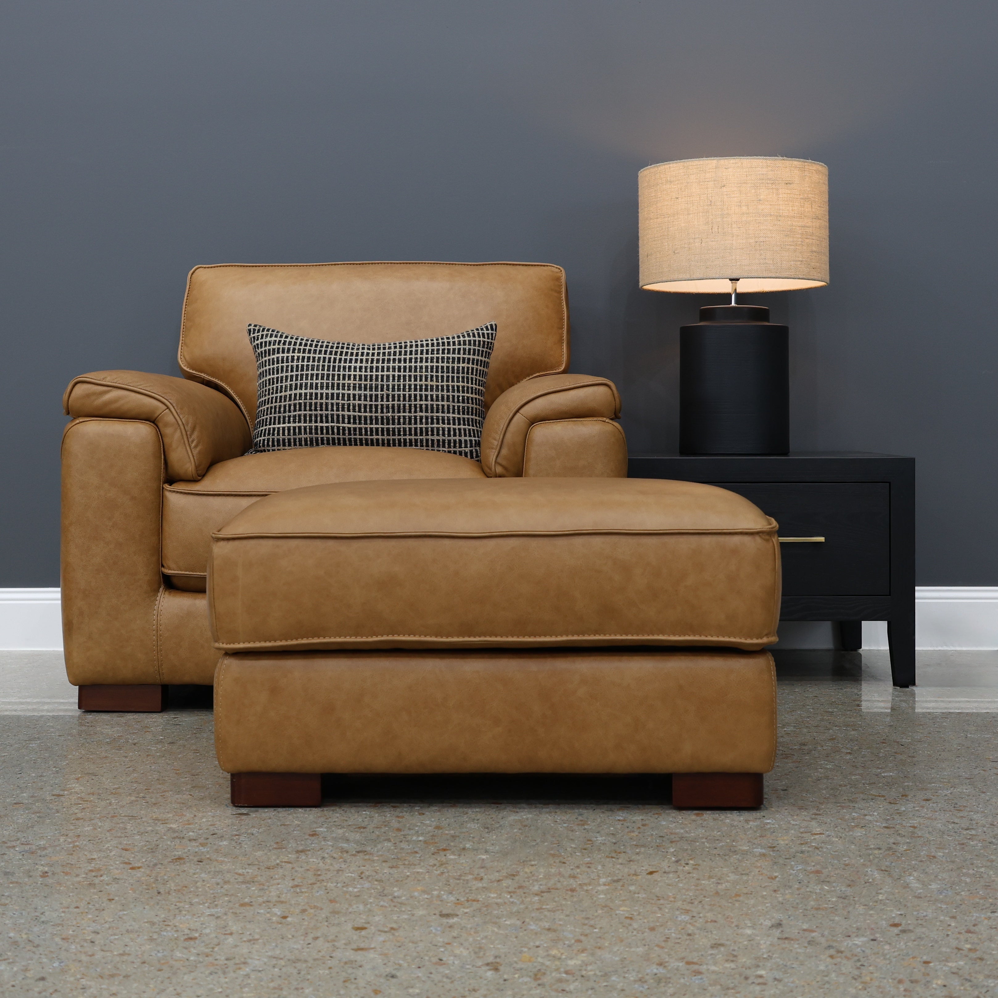 Rostrevor Ottoman With Storage - Tan Leather