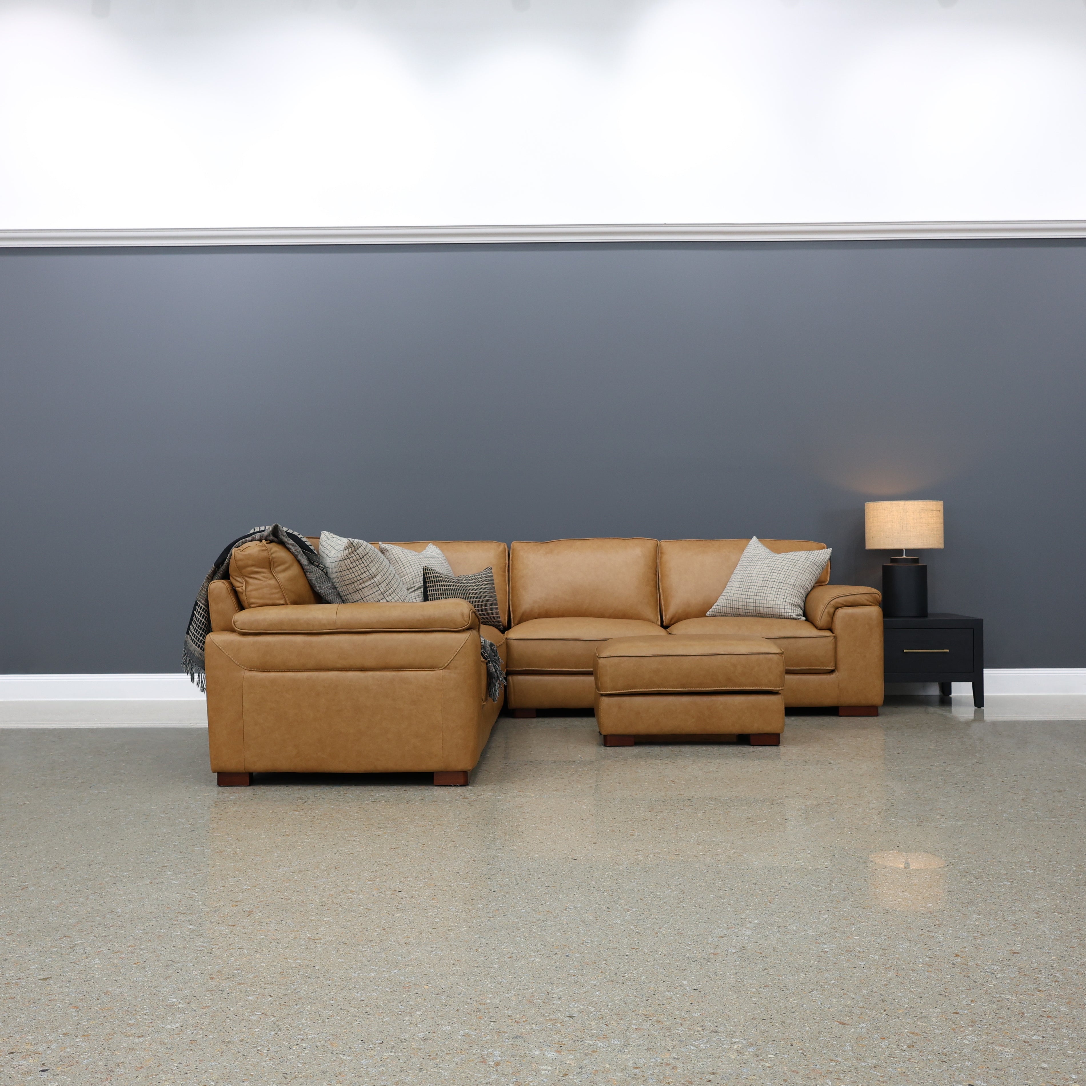 Rostrevor Corner Lounge - Tan Leather