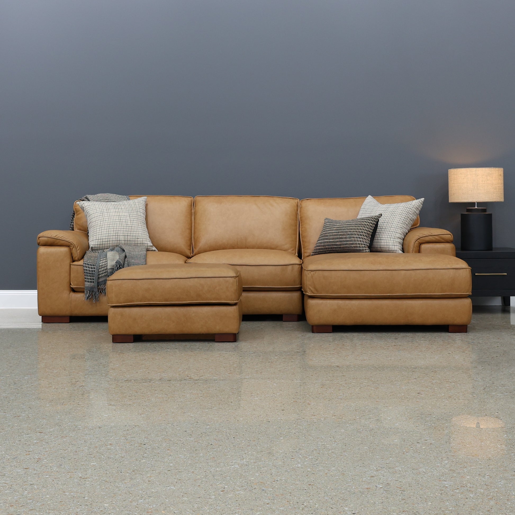 Rostrevor Sofa Chaise - Tan Leather