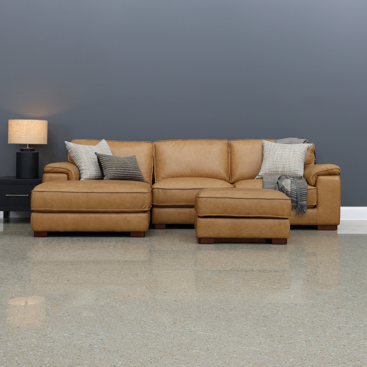 Rostrevor Sofa Chaise - Tan Leather