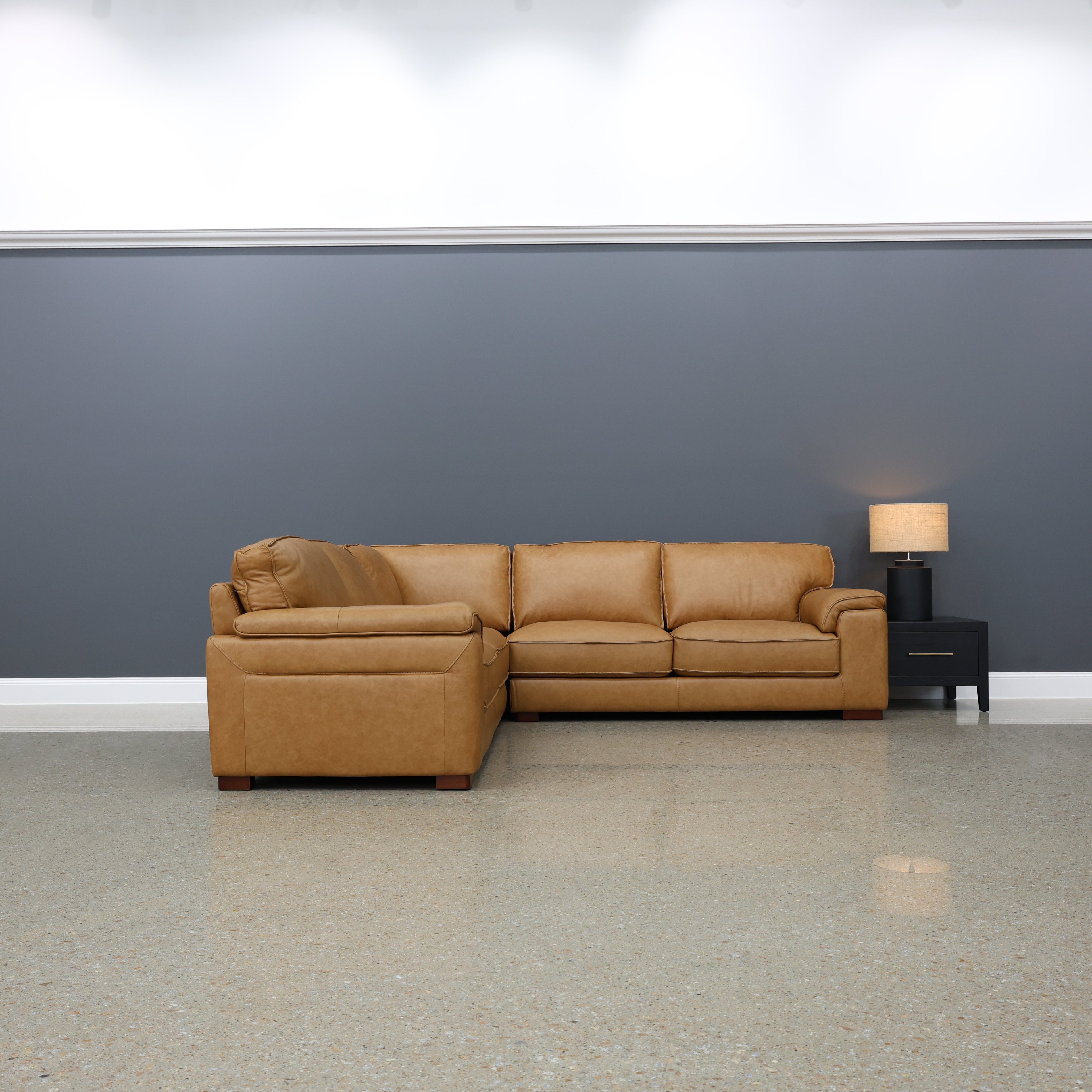 Rostrevor Corner Lounge - Tan Leather