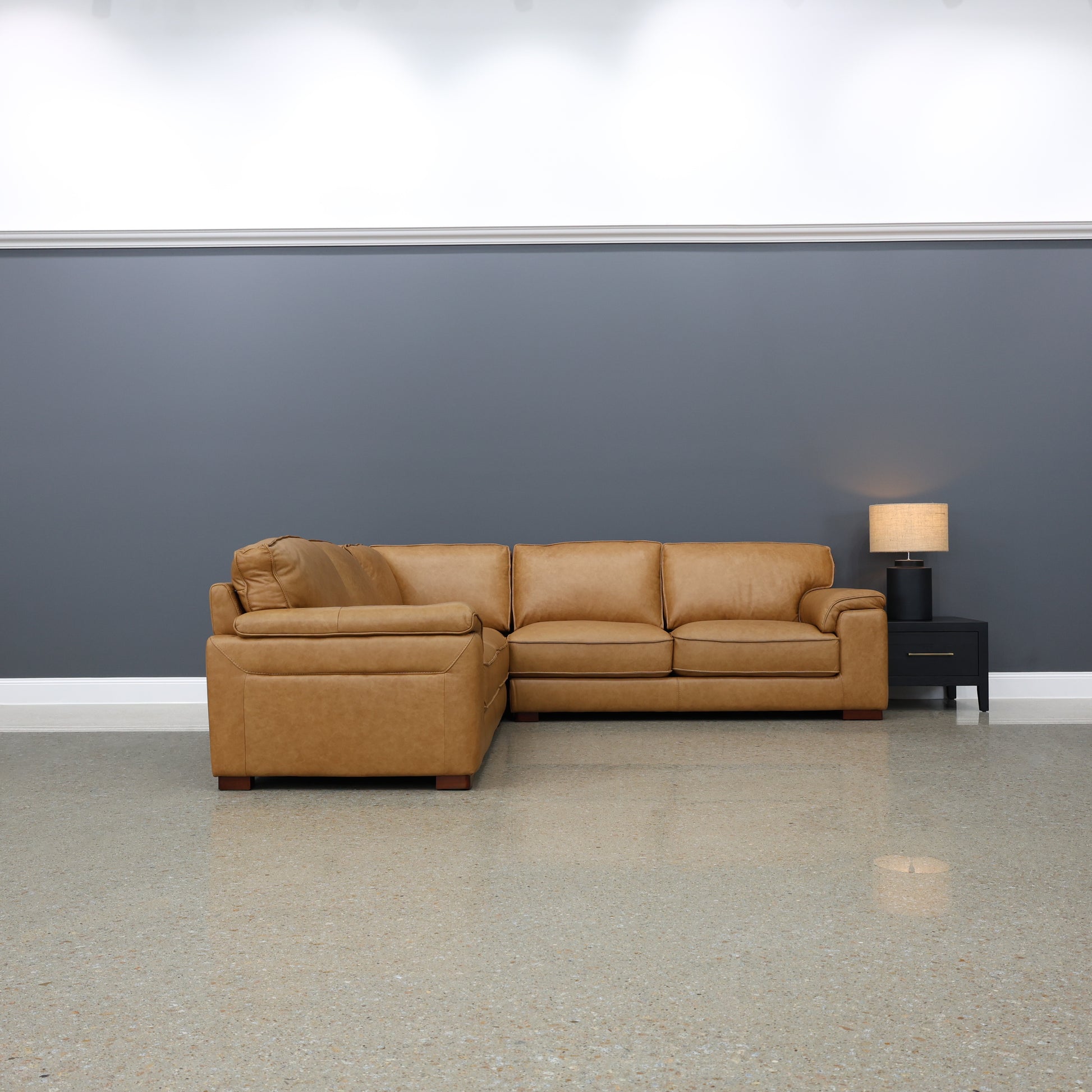 Rostrevor Corner Lounge - Tan Leather