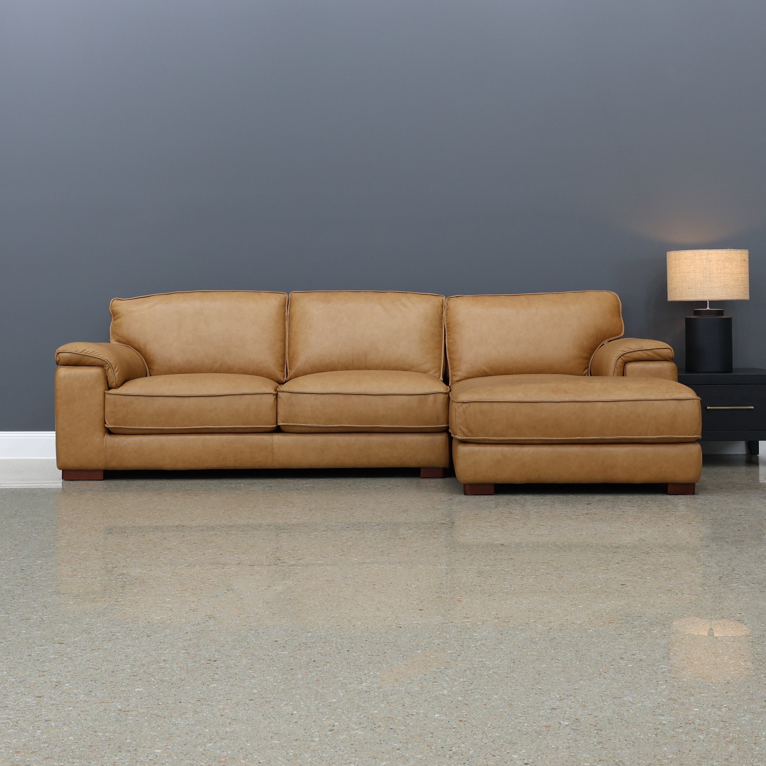 Rostrevor Sofa Chaise - Tan Leather