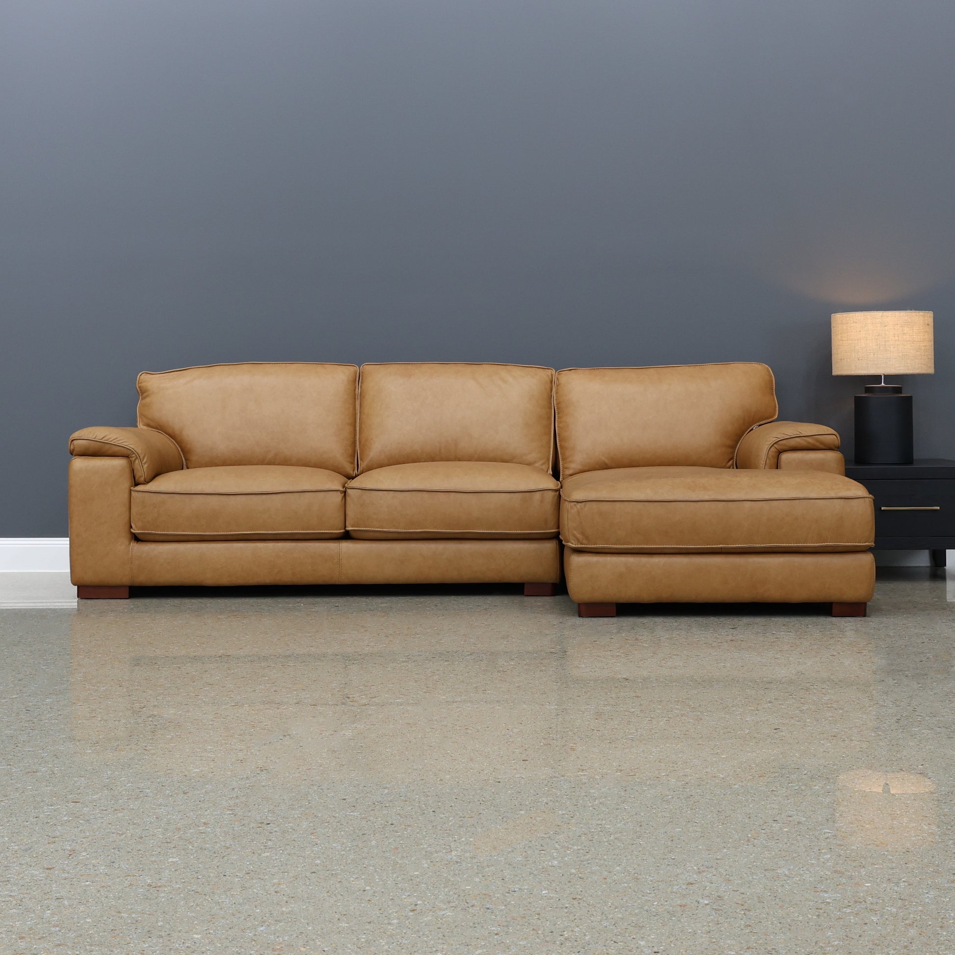 Rostrevor Sofa Chaise - Tan Leather