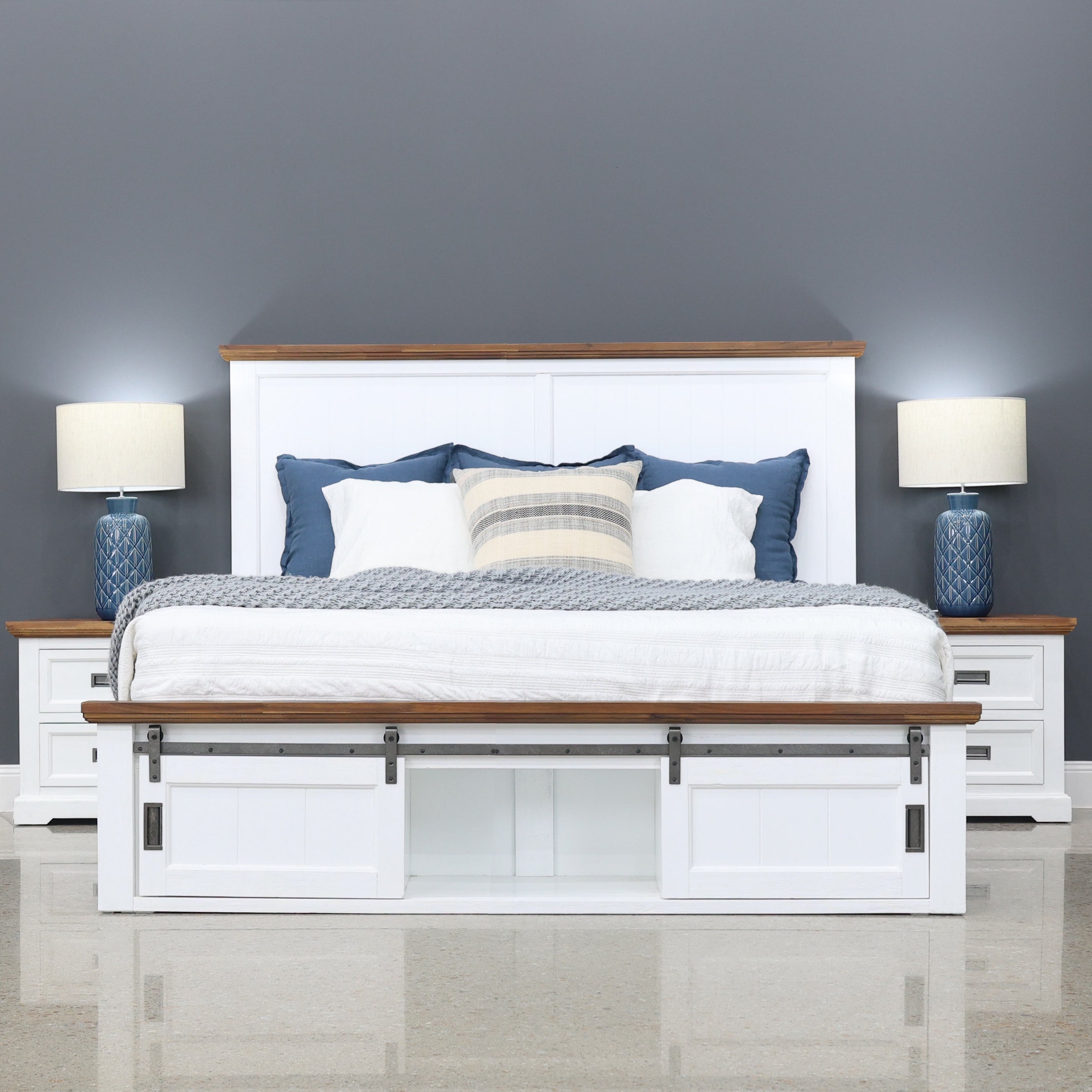 Provedore Two Tone Bed w/ 2 Sliding Barn Doors