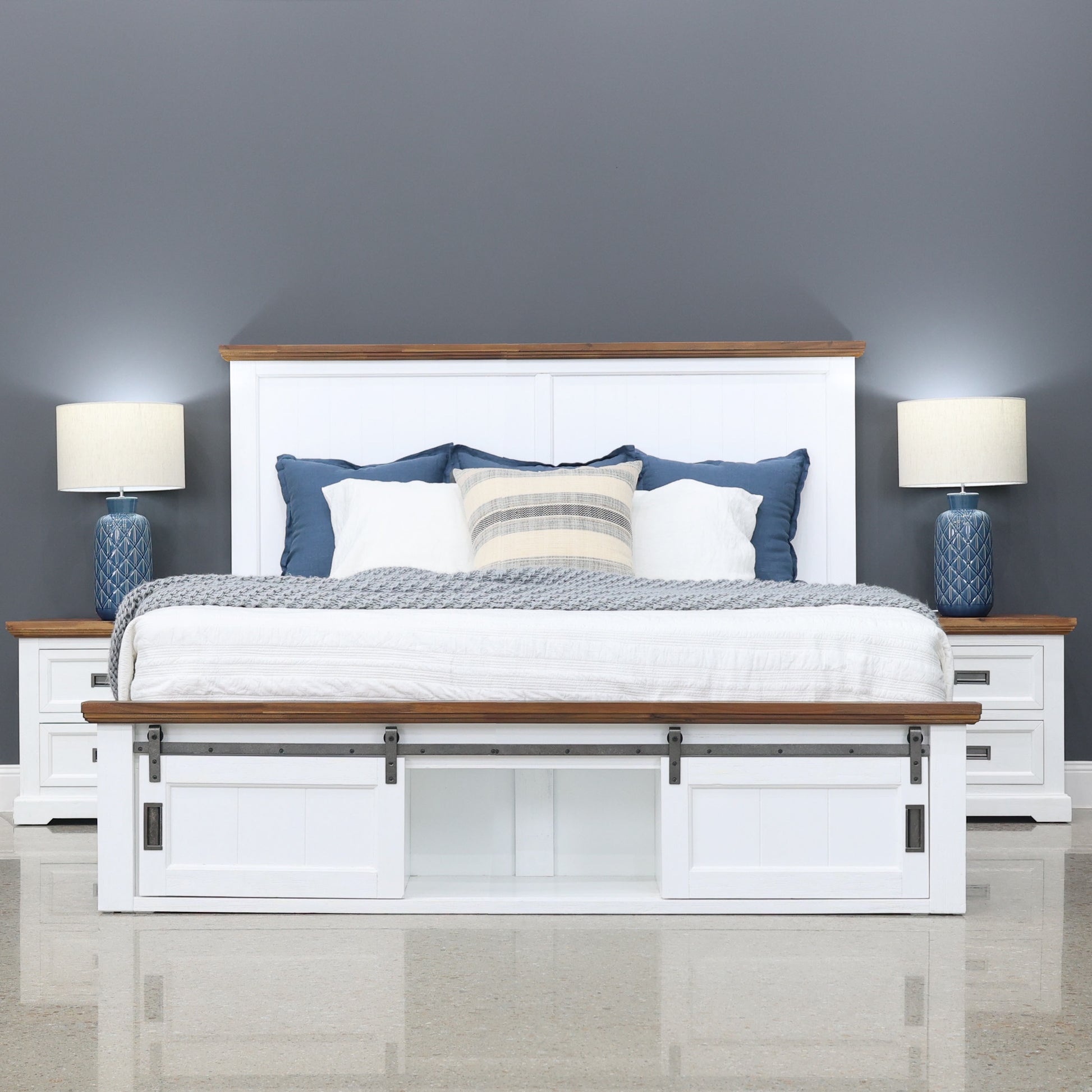 Provedore Two Tone Bed w/ 2 Sliding Barn Doors