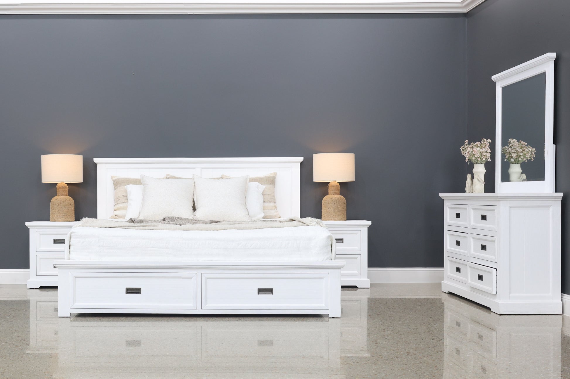 Provedore All White Bed w/ Storage