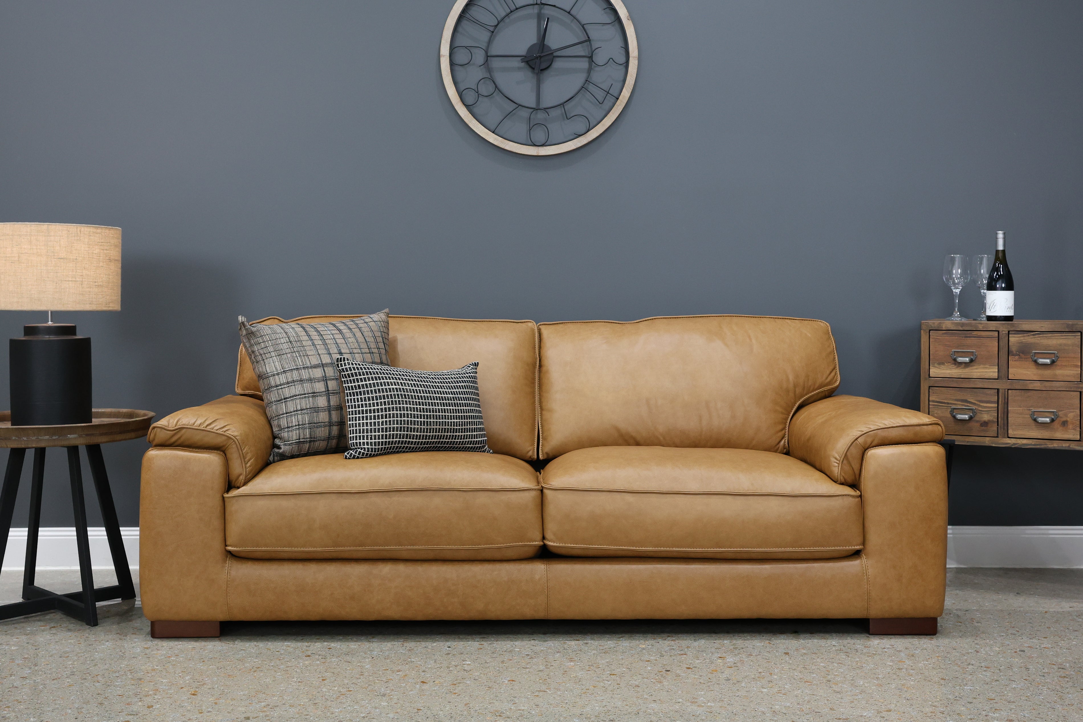 Rostrevor 3 Seater Sofa - Tan Leather