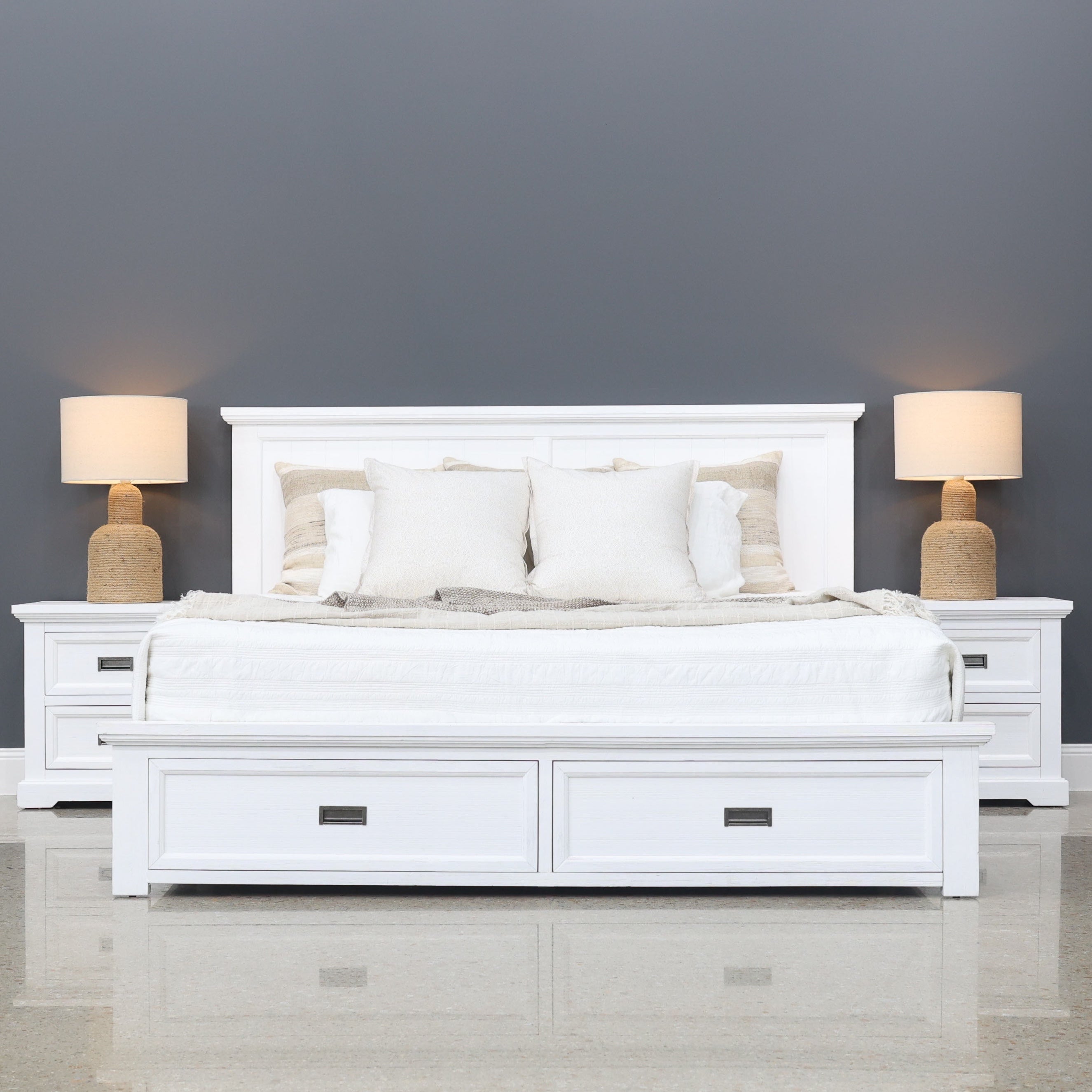Provedore All White Bed w/ Storage