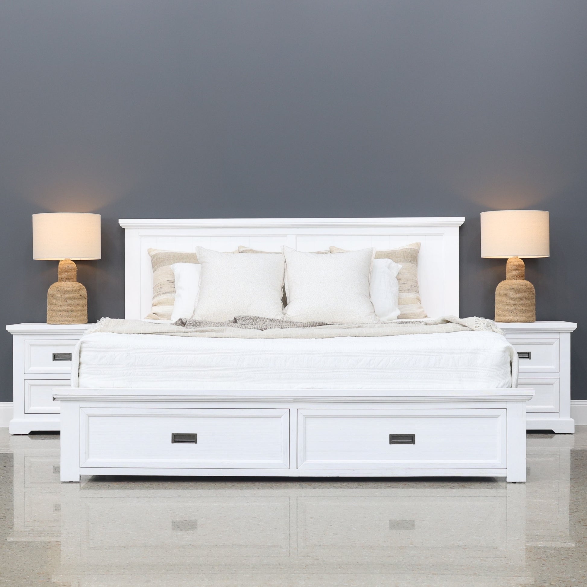 Provedore All White Bed w/ Storage