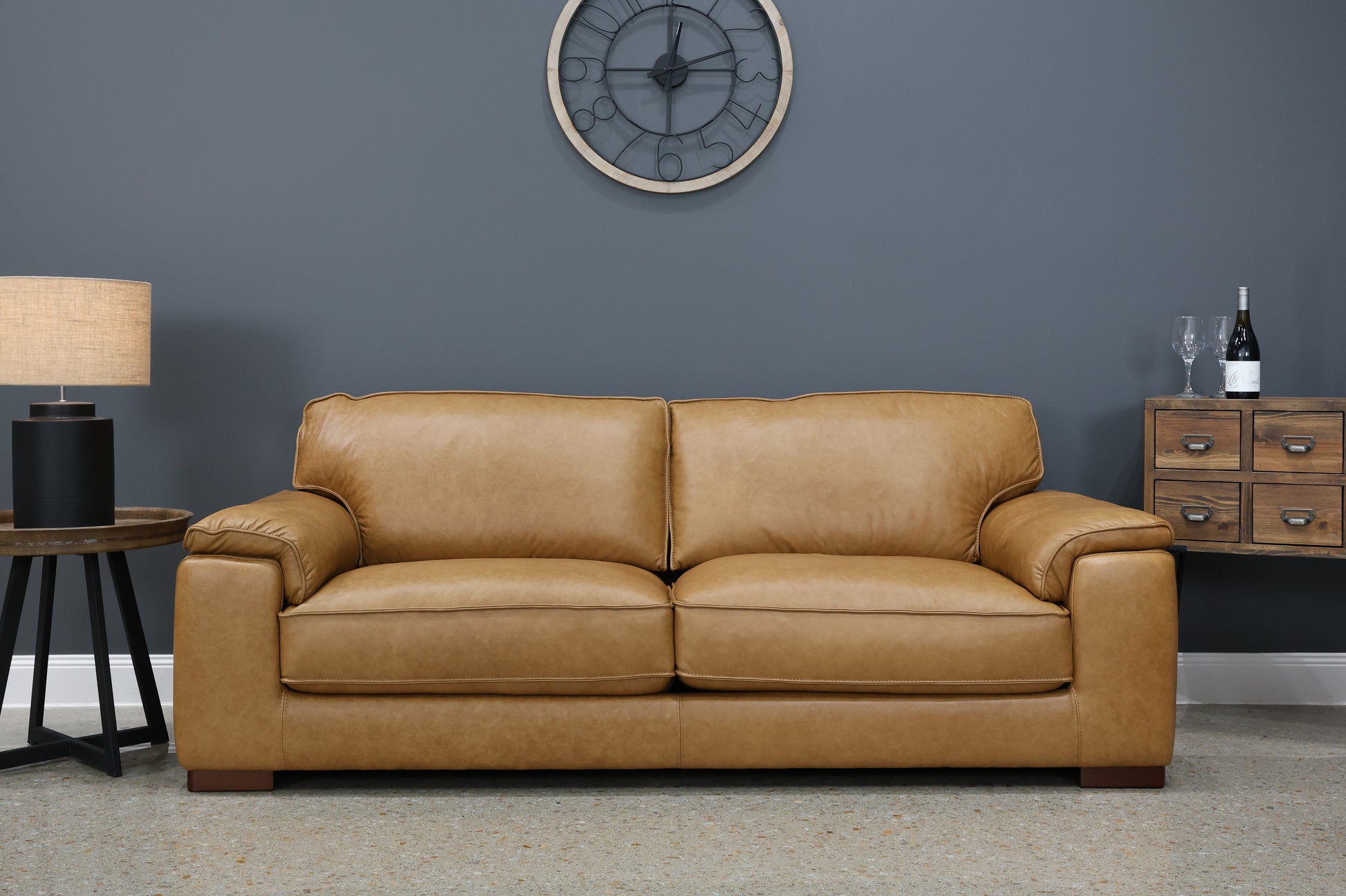Rostrevor 3 Seater Sofa - Tan Leather