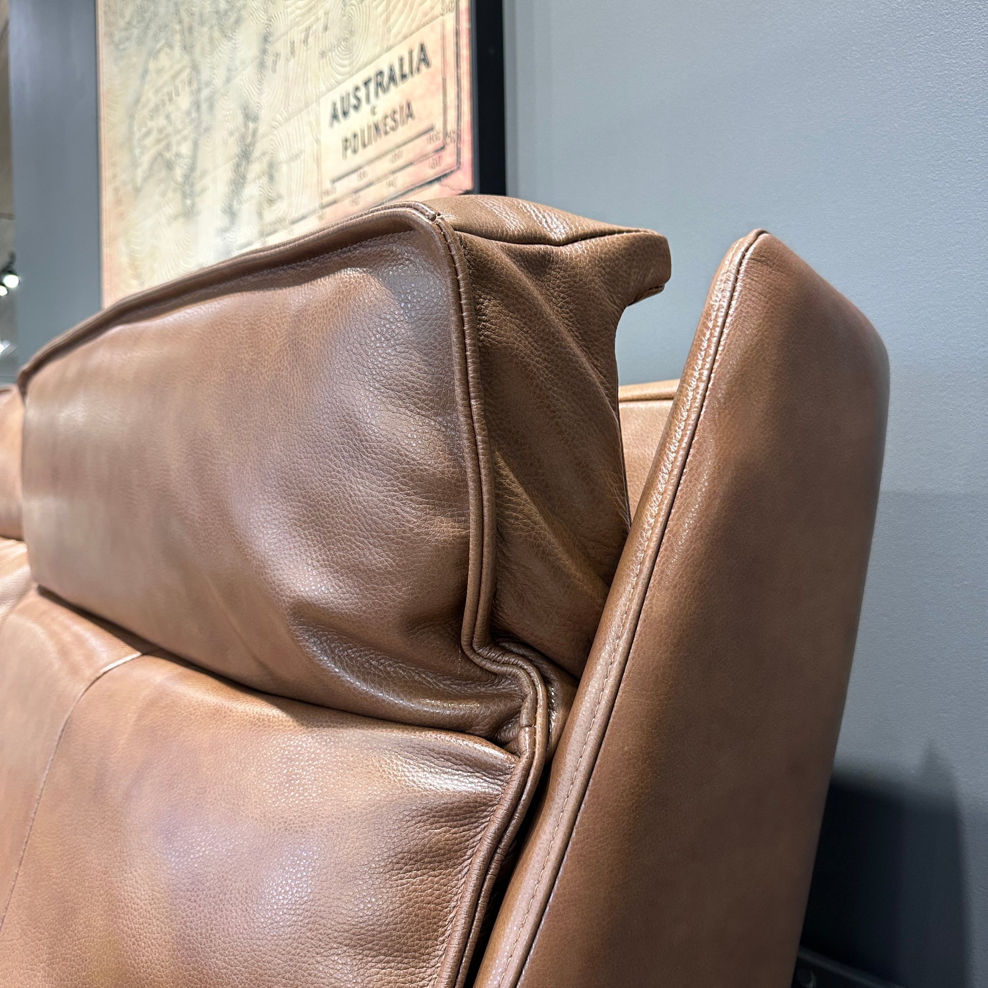 Boston 3 Seater Dual Power Sofa - Brown Leather