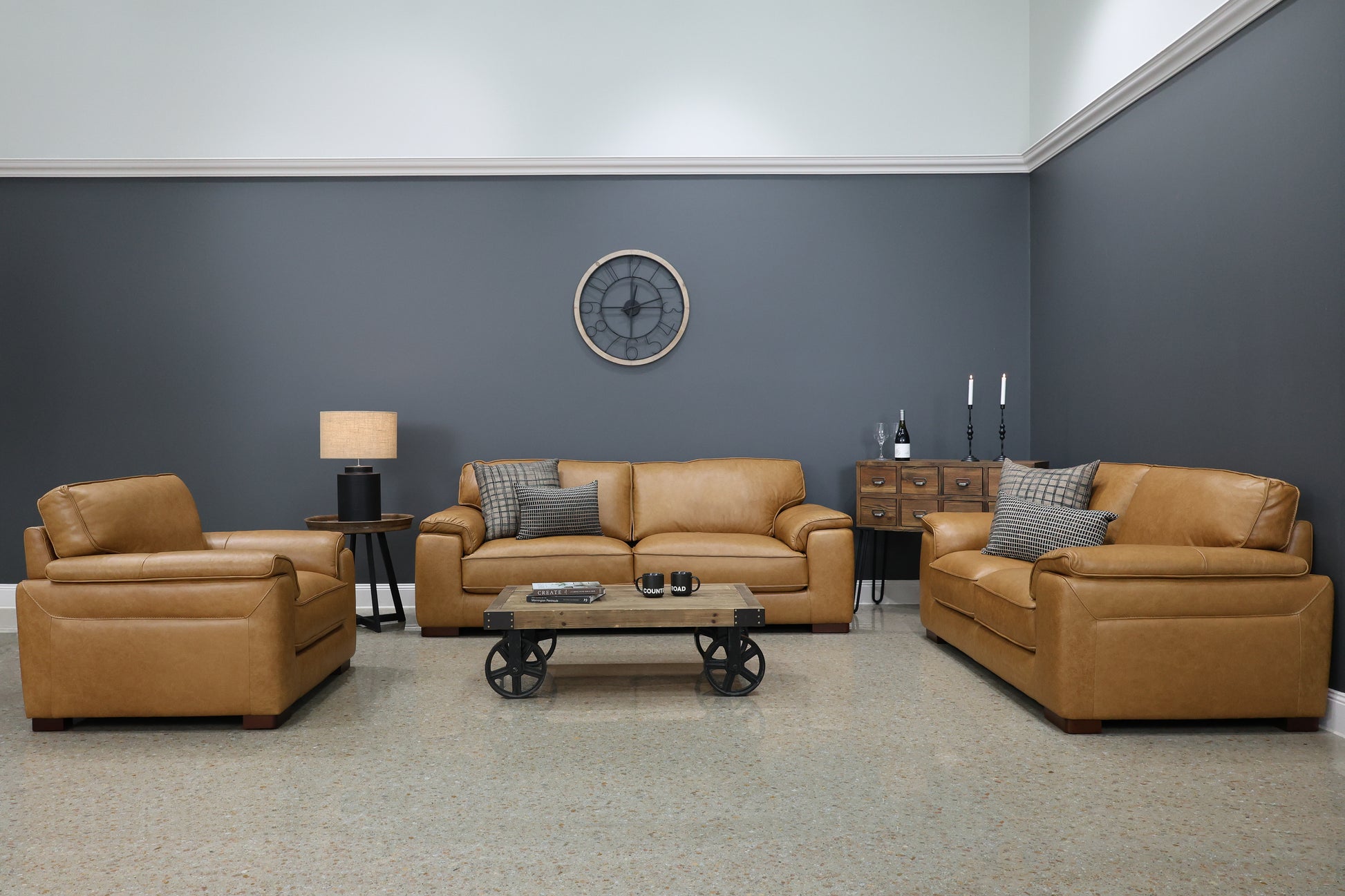 Rostrevor 3 Seater Sofa - Tan Leather