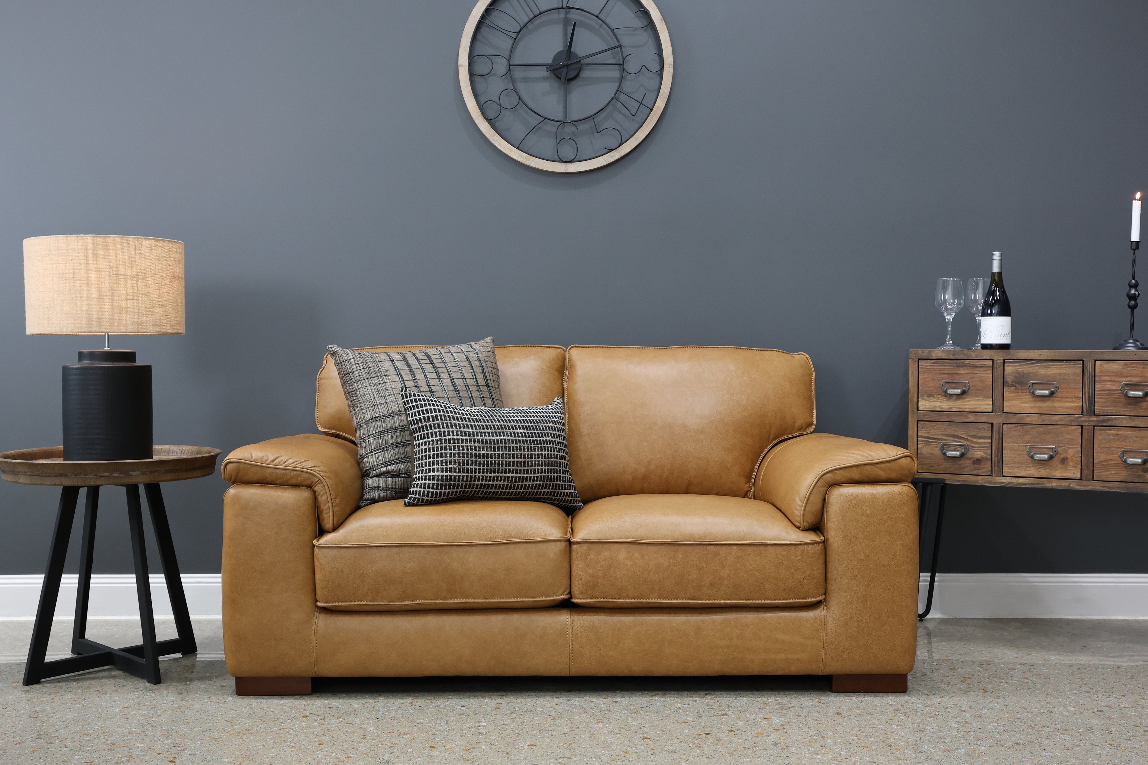 Rostrevor 2 Seater Loveseat - Tan Leather