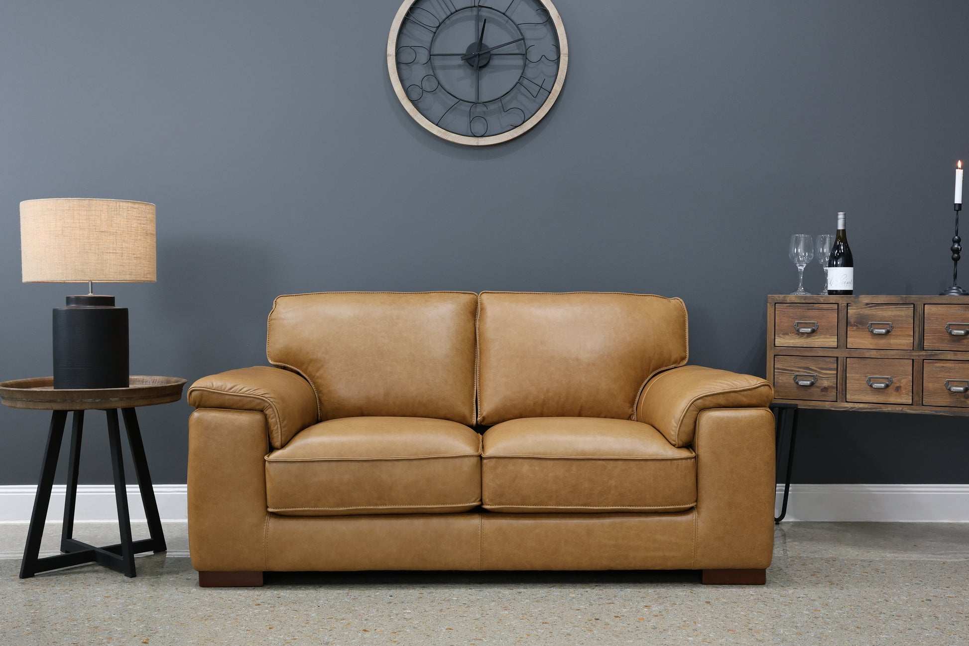Rostrevor 2 Seater Loveseat - Tan Leather
