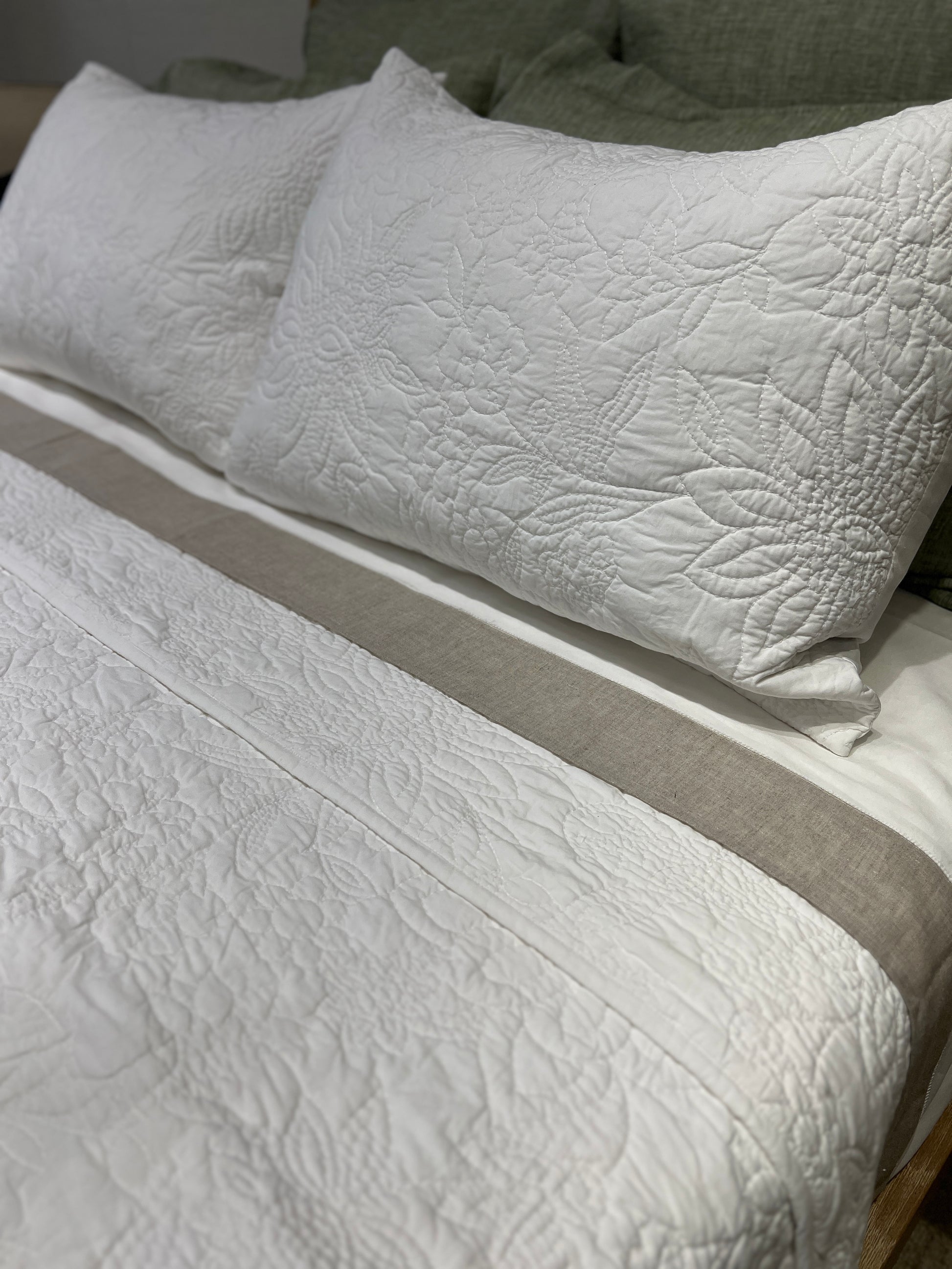 Grace Pair Standard Pillow Shams - White