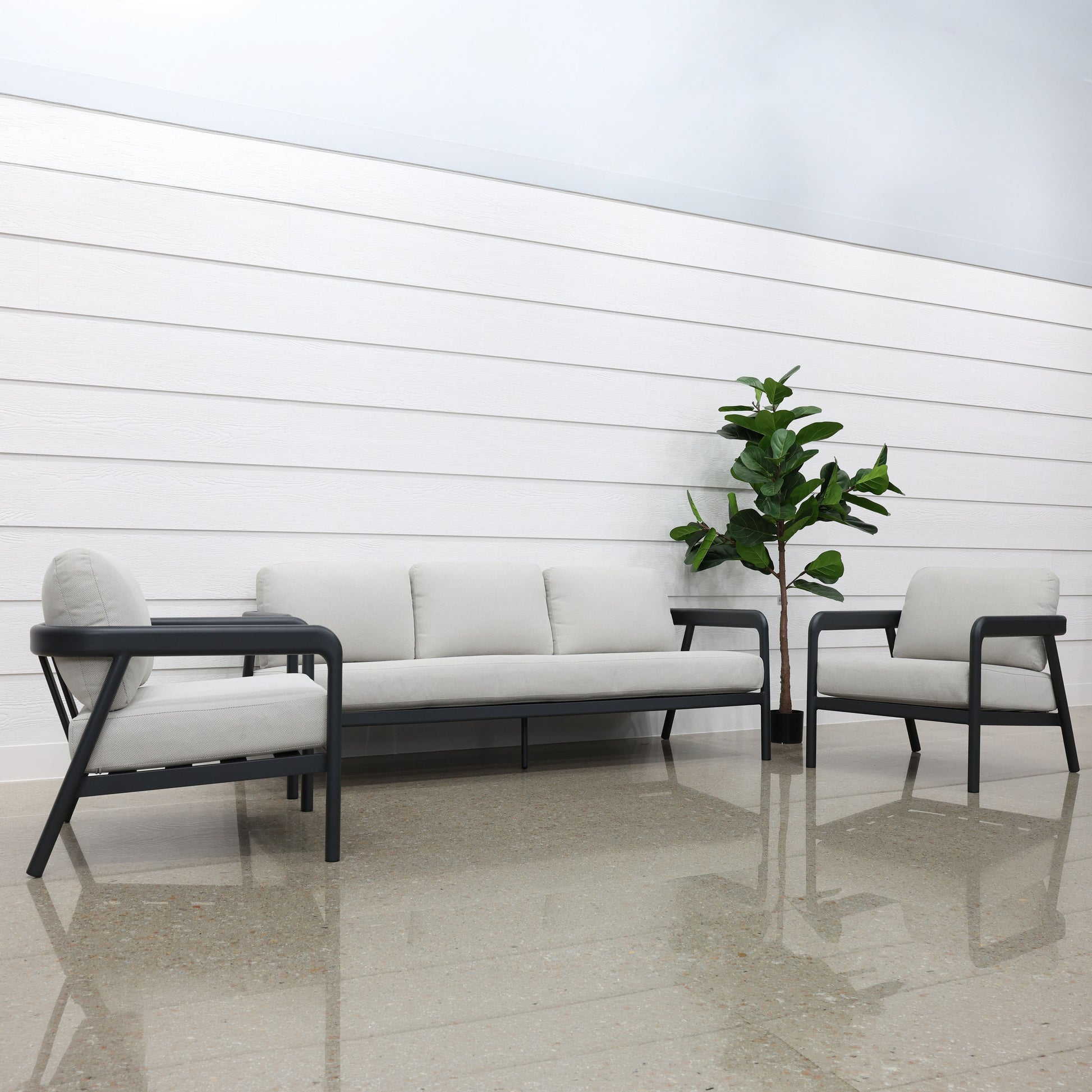 Sunshine Coast 4 Piece Outdoor Lounge Set - Charcoal