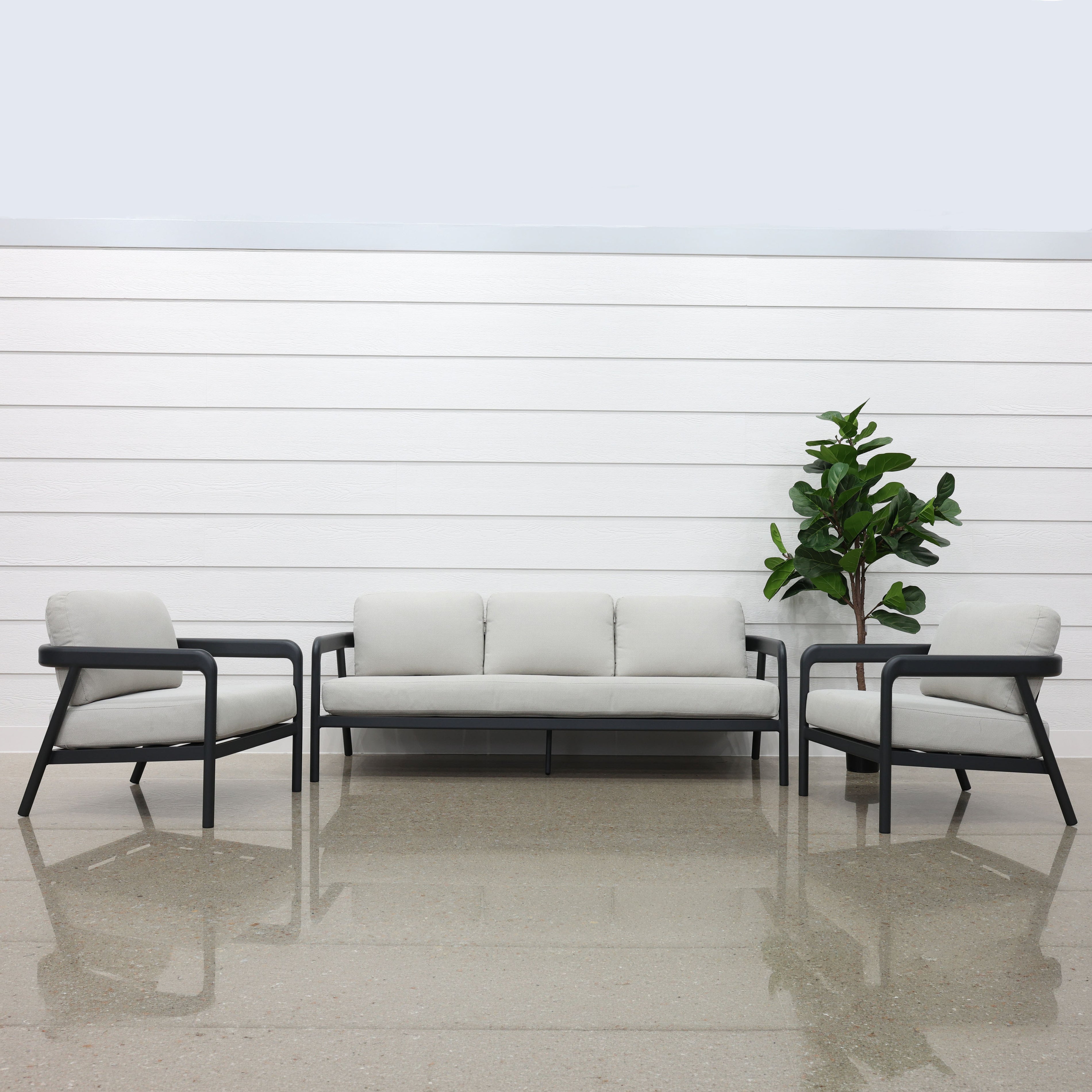 Sunshine Coast 4 Piece Outdoor Lounge Set - Charcoal