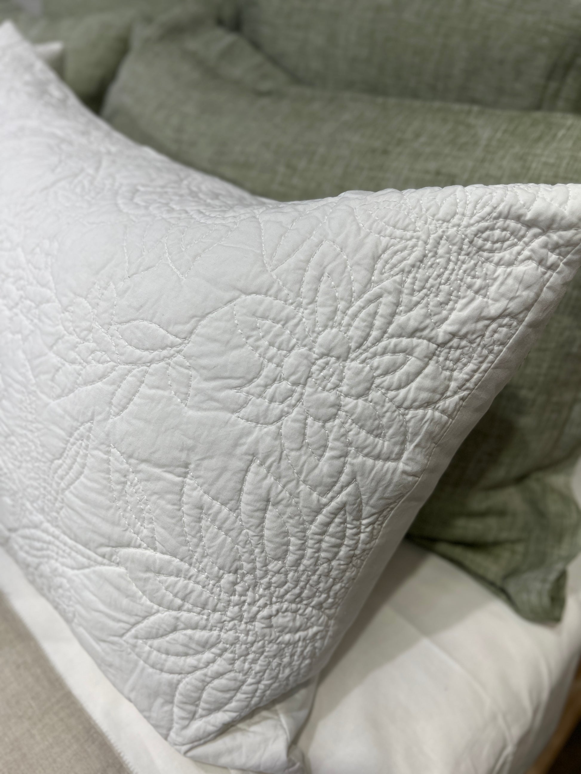 Grace Pair Standard Pillow Shams - White