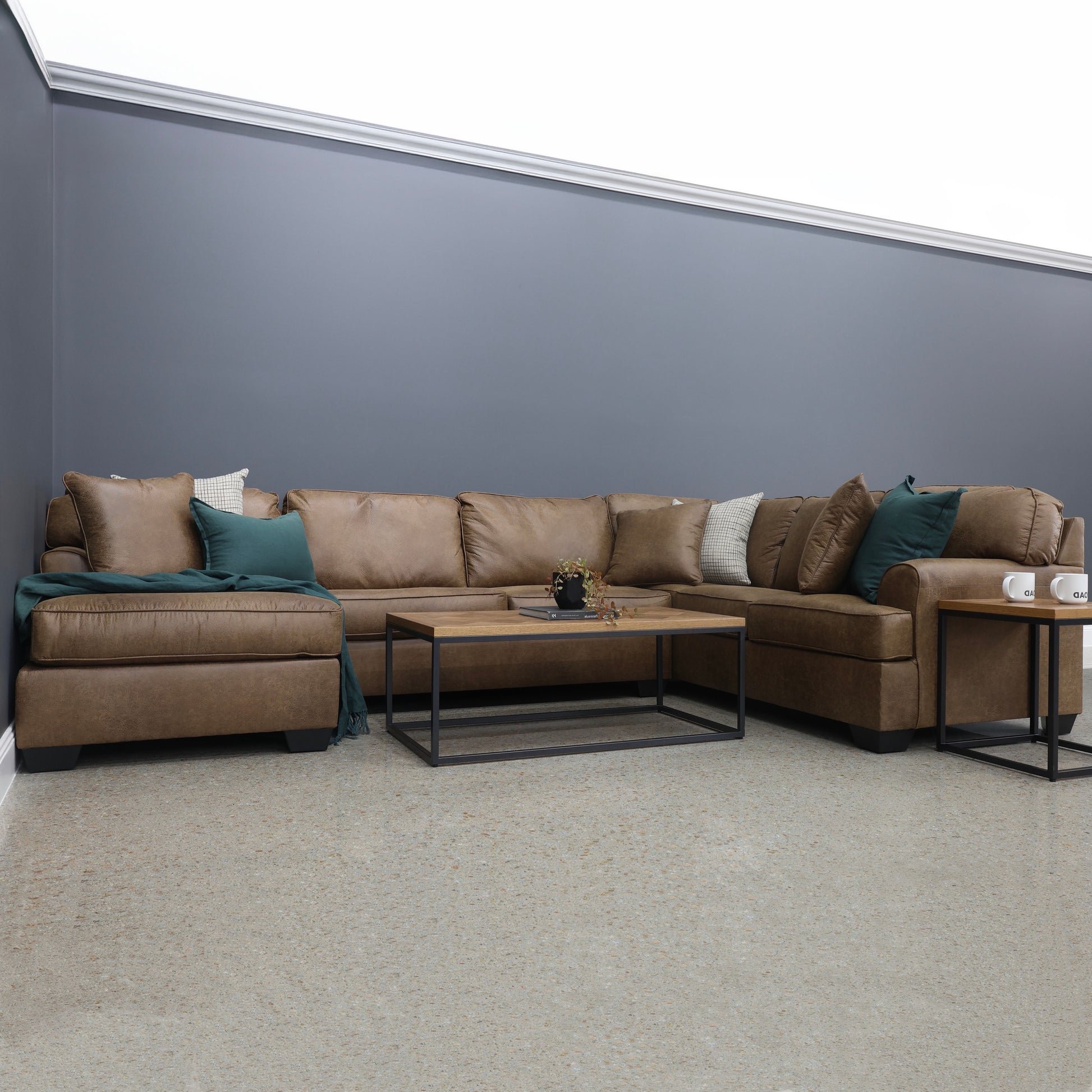 Norwood Corner Lounge w/ LHF Chaise - Tan Leather Air