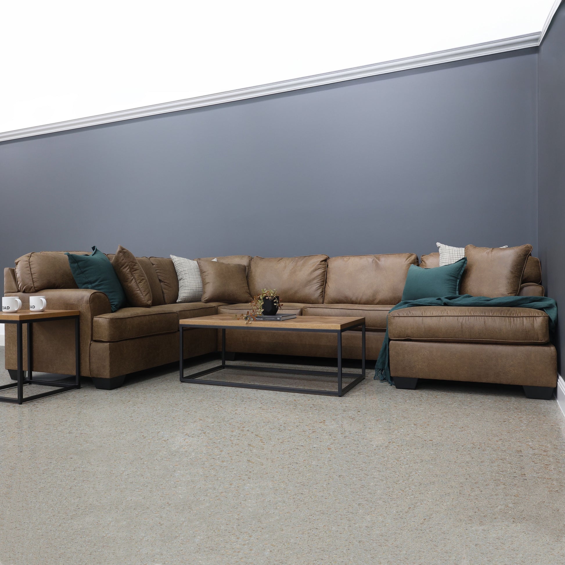 Norwood Corner Lounge w/ RHF Chaise - Tan Leather Air