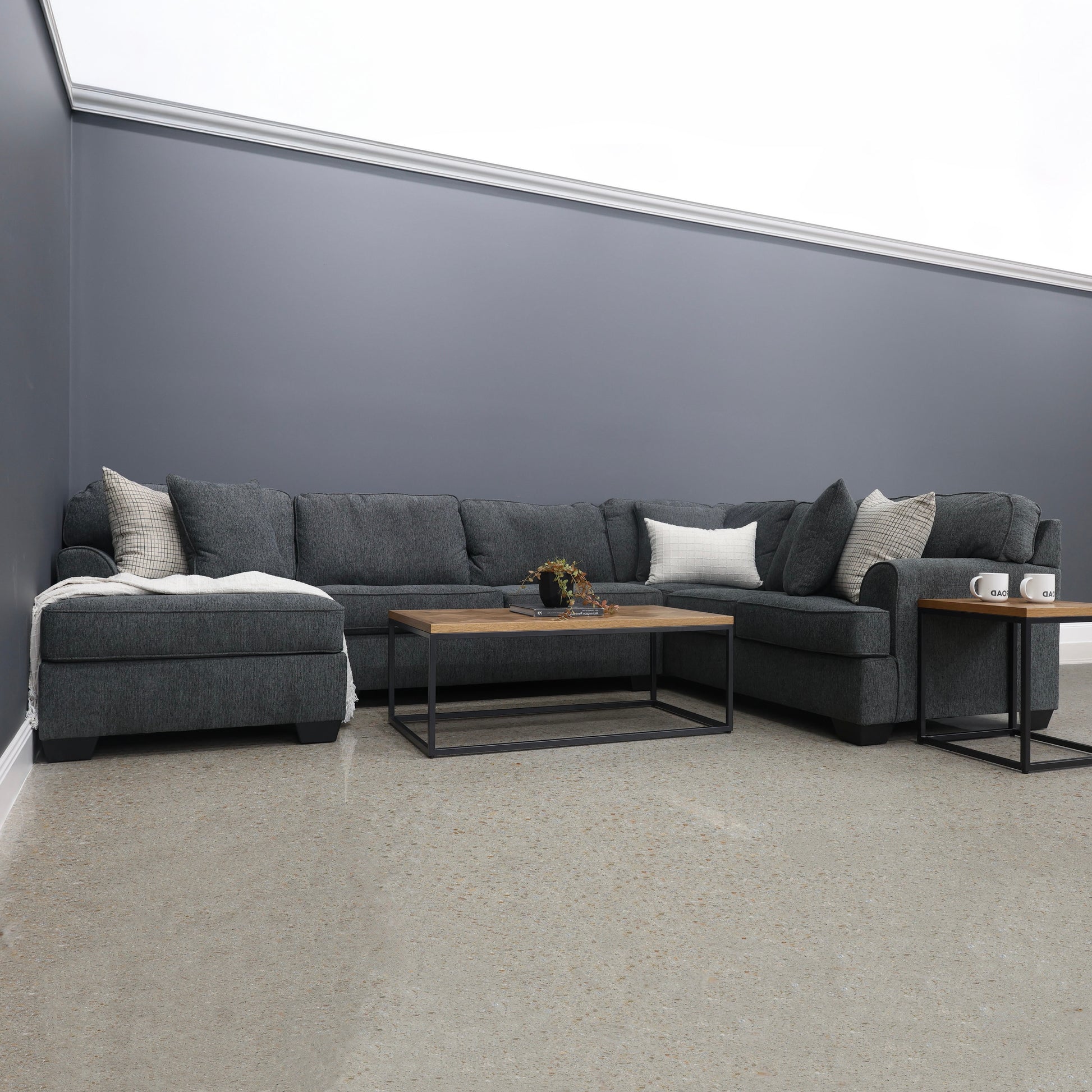 Norwood Corner Lounge w/ LHF Chaise - Dark Grey