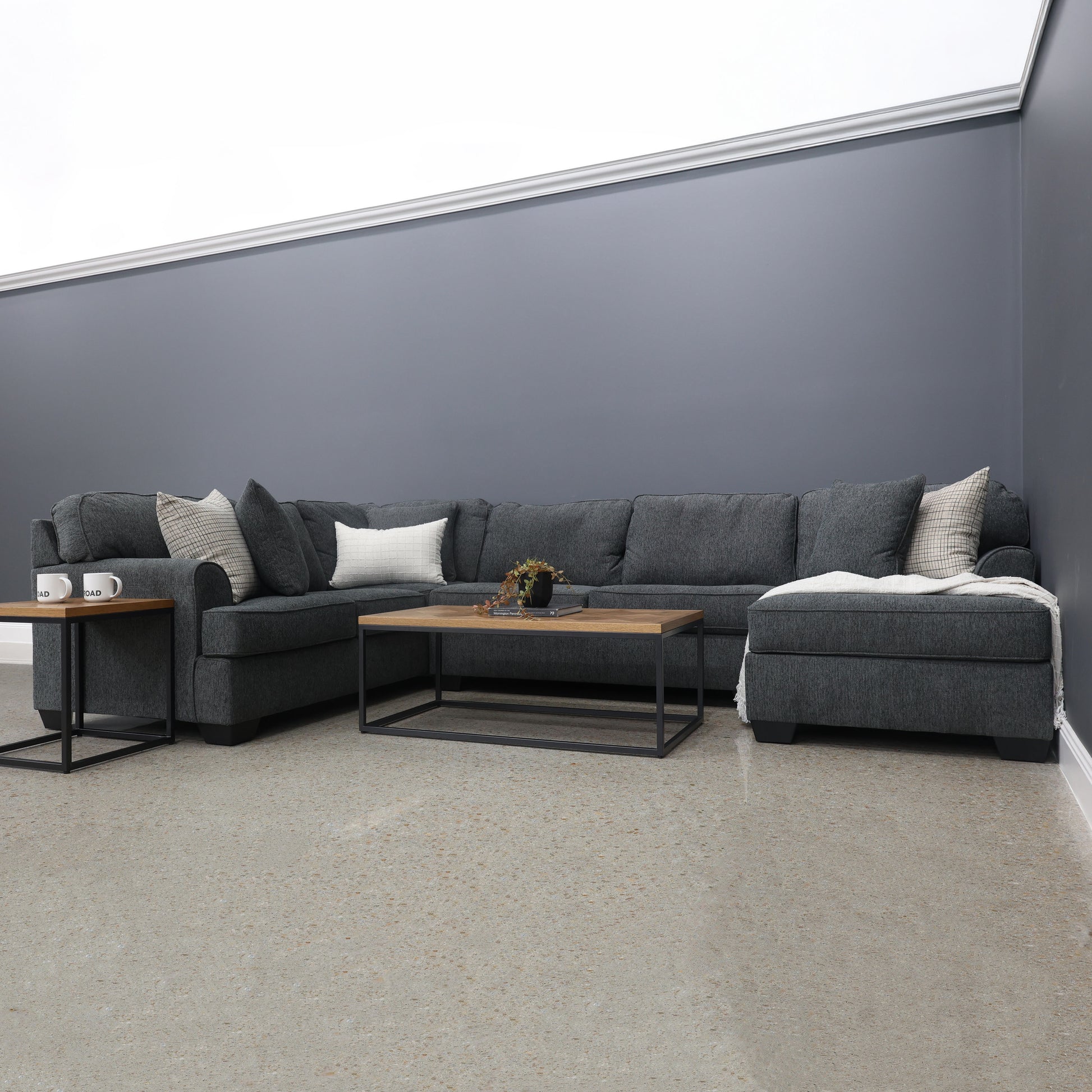 Norwood Corner Lounge w/ RHF Chaise - Dark Grey
