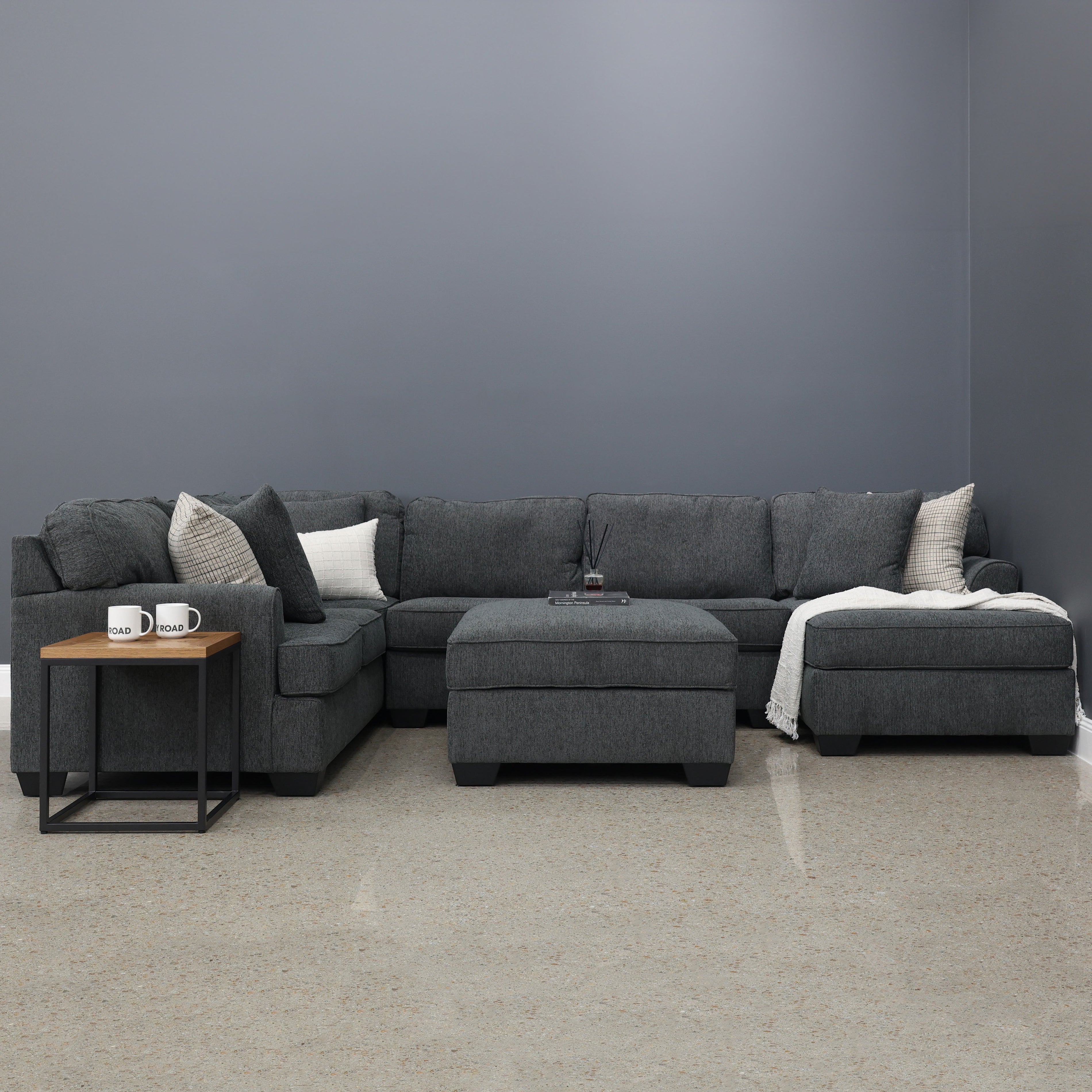Norwood Corner Lounge w/ RHF Chaise - Dark Grey