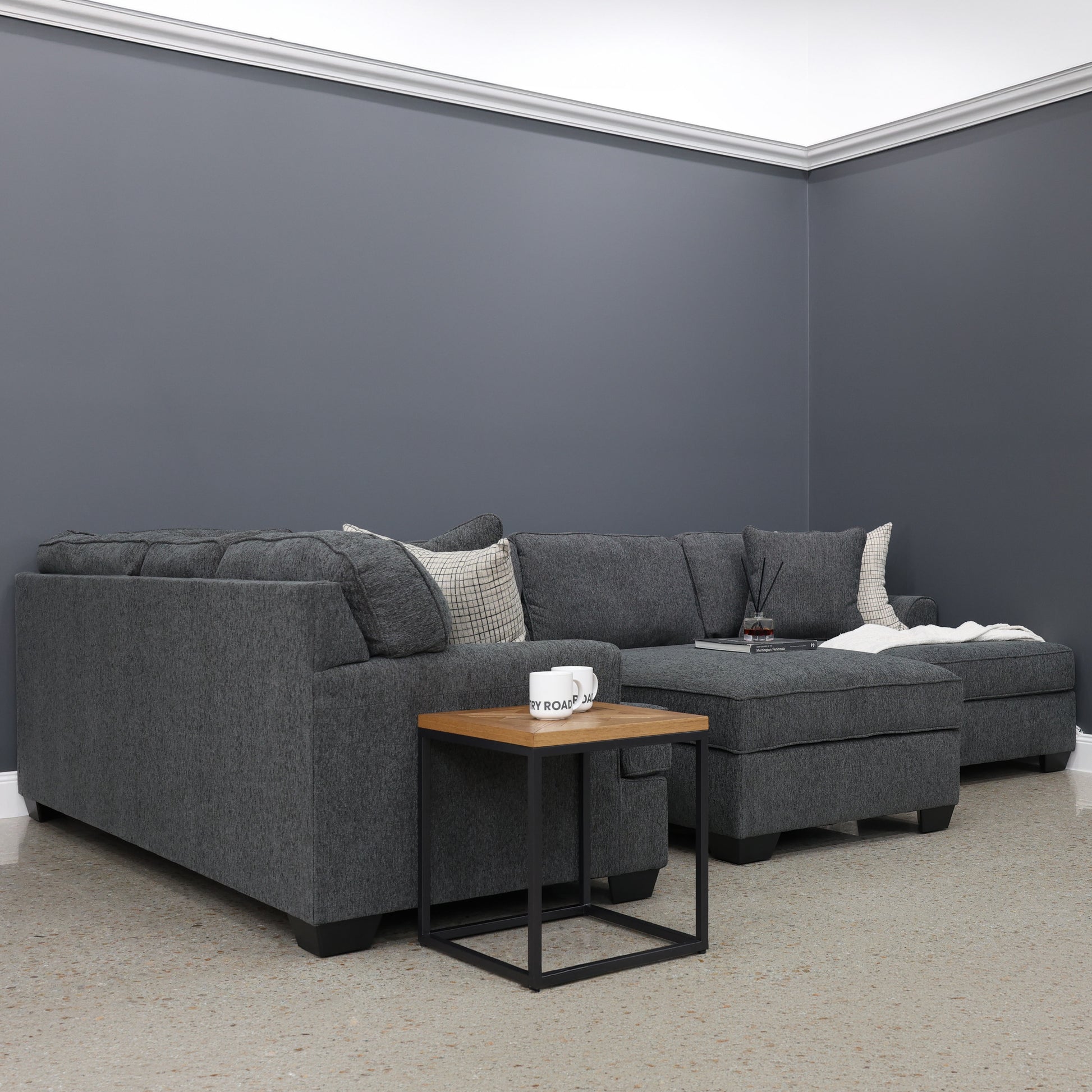Norwood Corner Lounge w/ RHF Chaise - Dark Grey