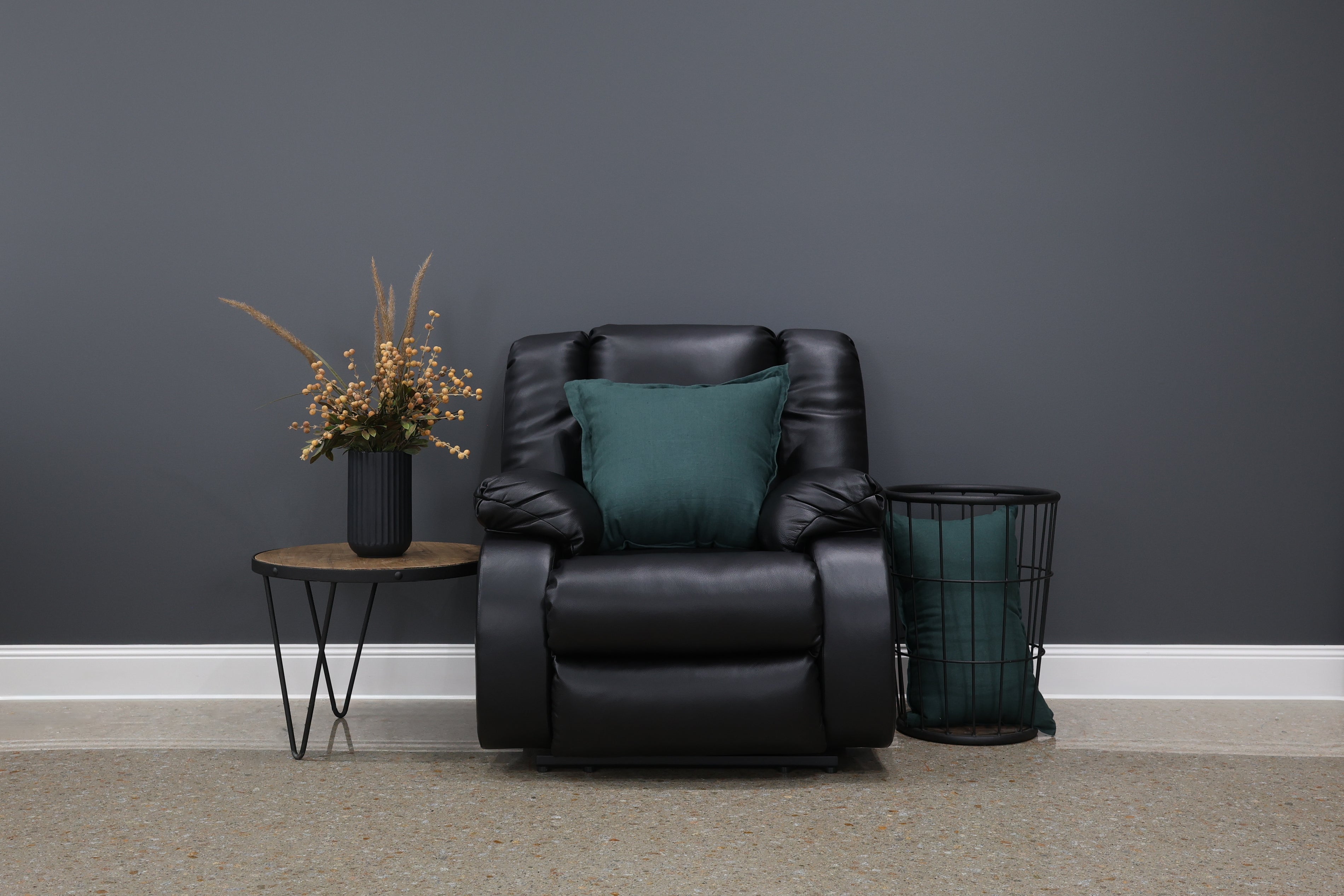 Werribee Power Recliner - Black Leather