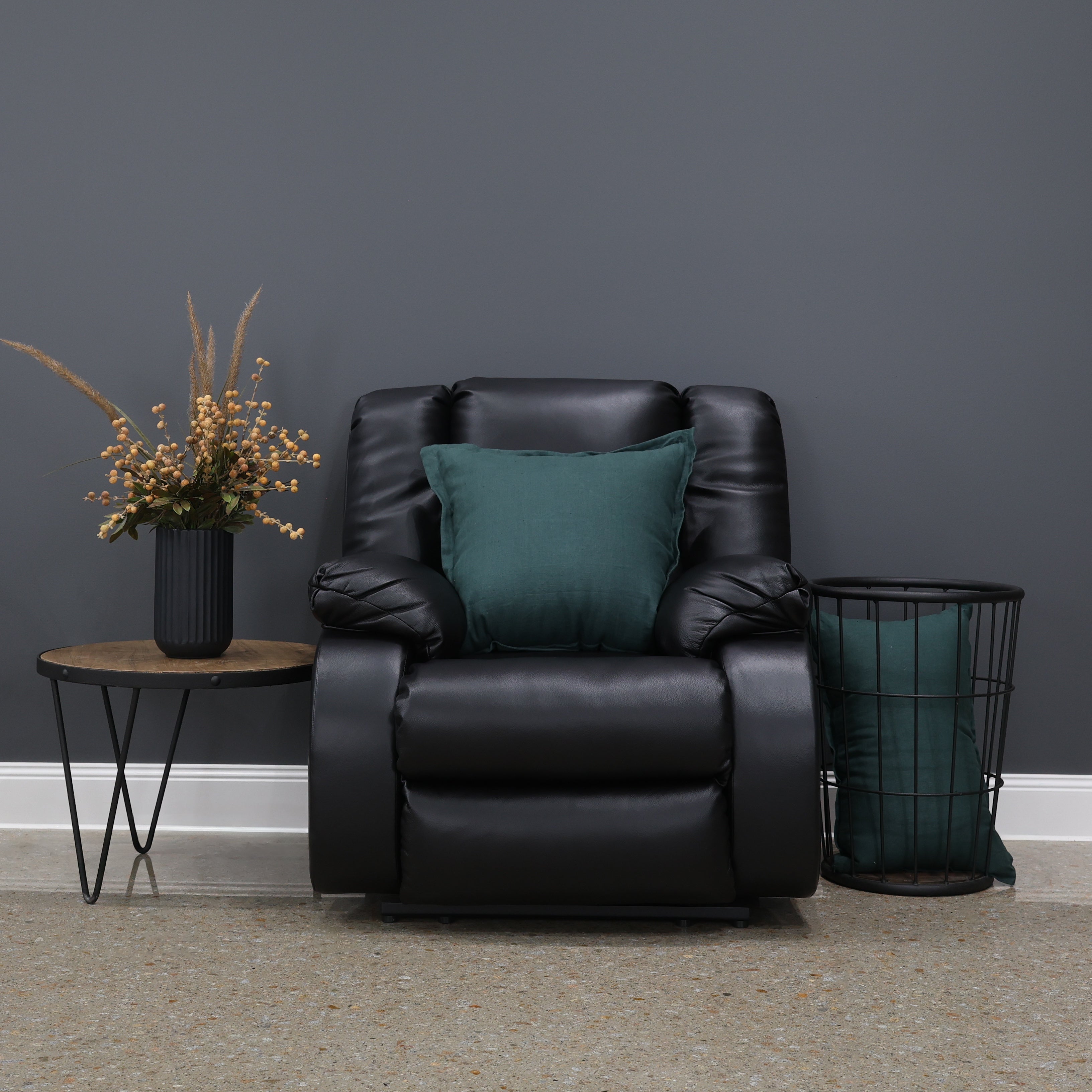 Werribee Power Recliner - Black Leather
