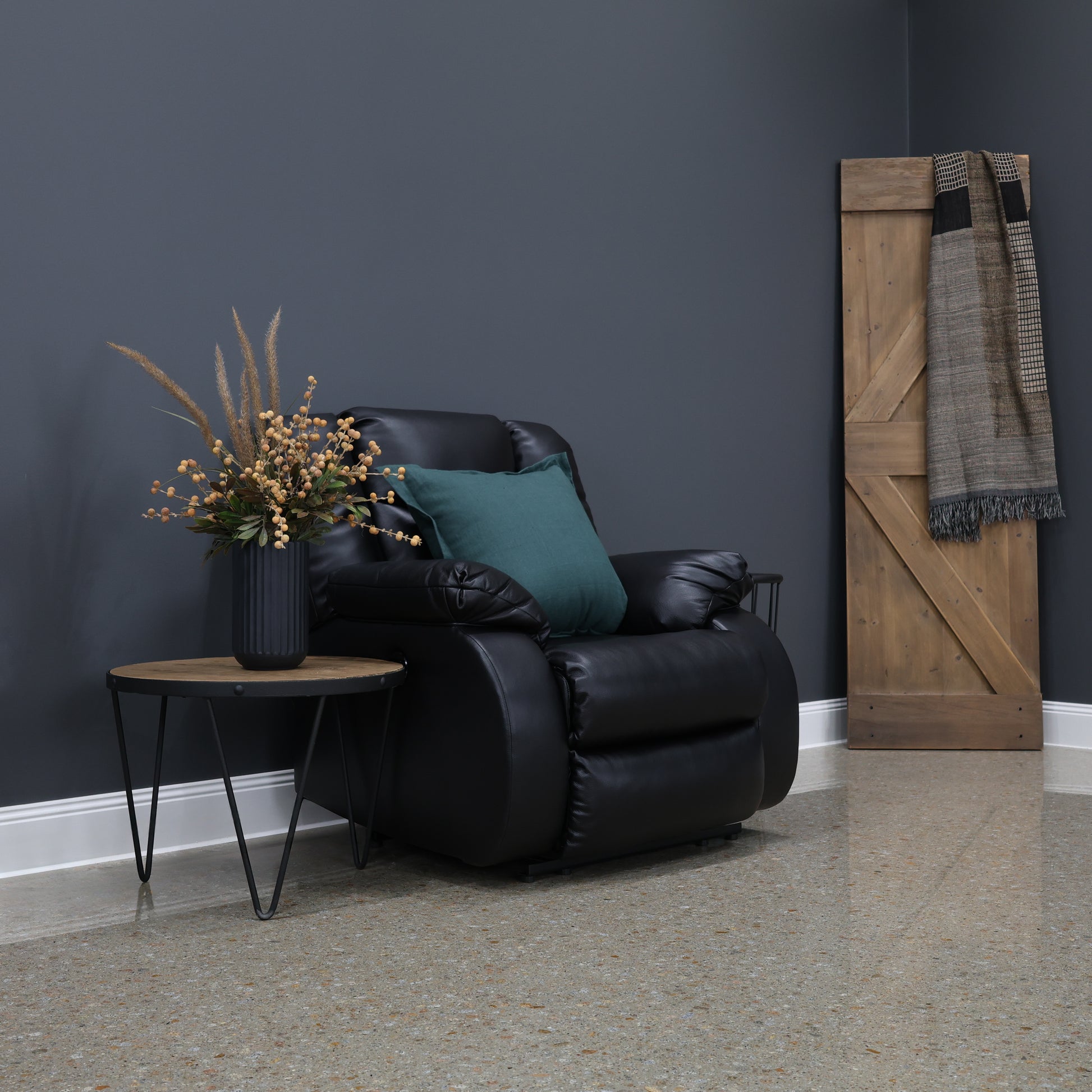 Werribee Power Recliner - Black Leather