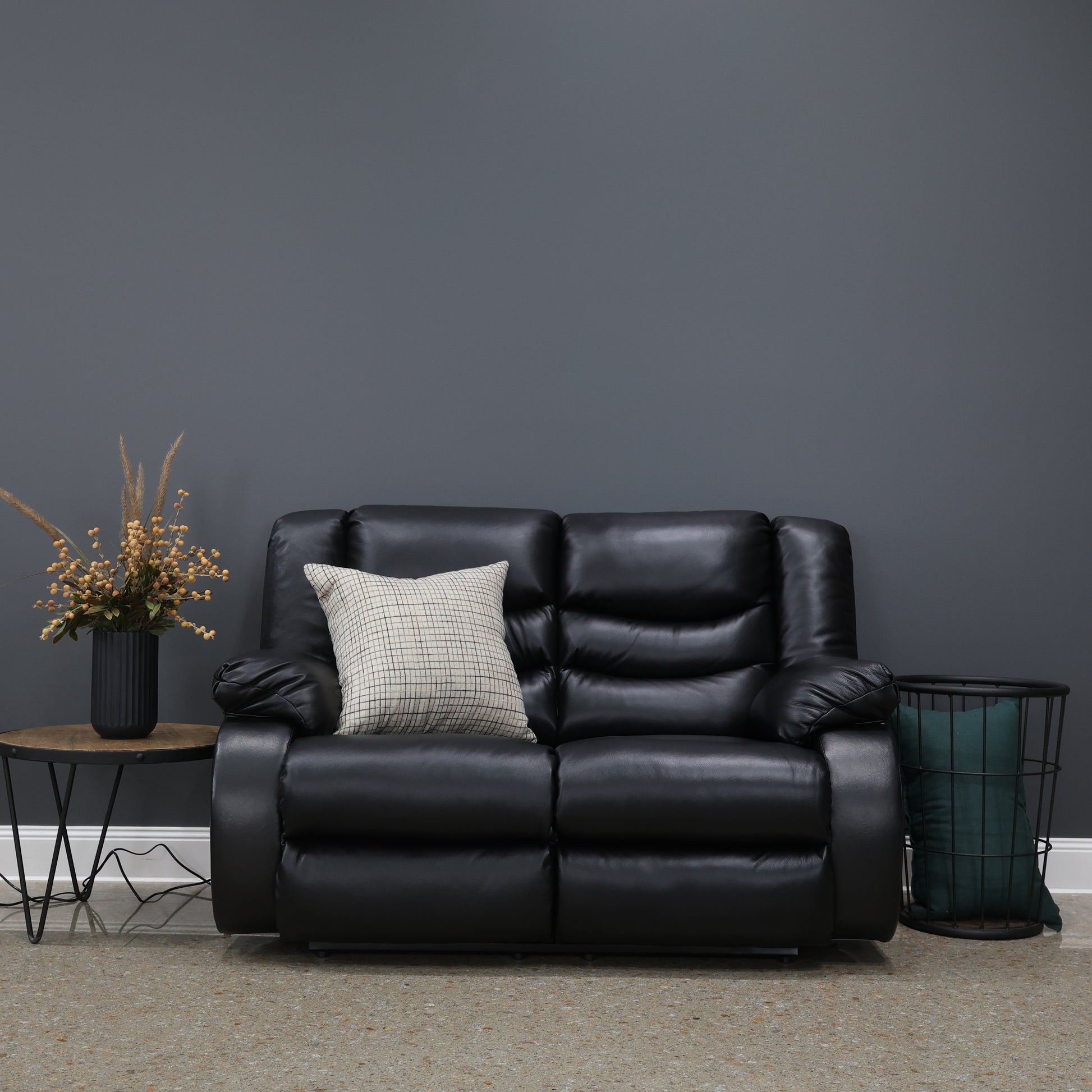 Werribee Electric Reclining Loveseat - Black Leather