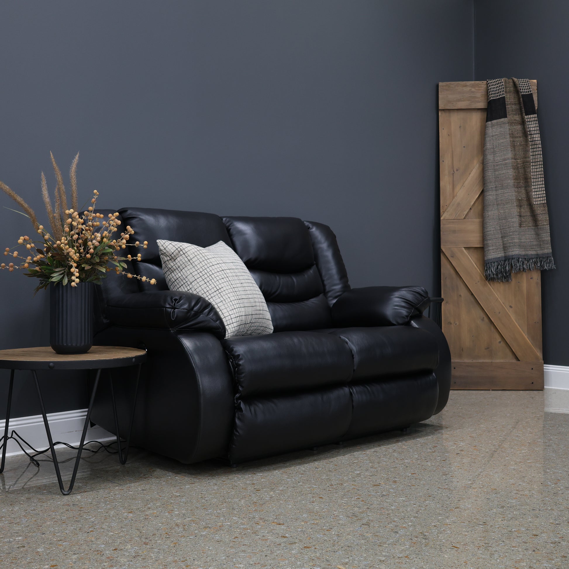 Werribee Electric Reclining Loveseat - Black Leather