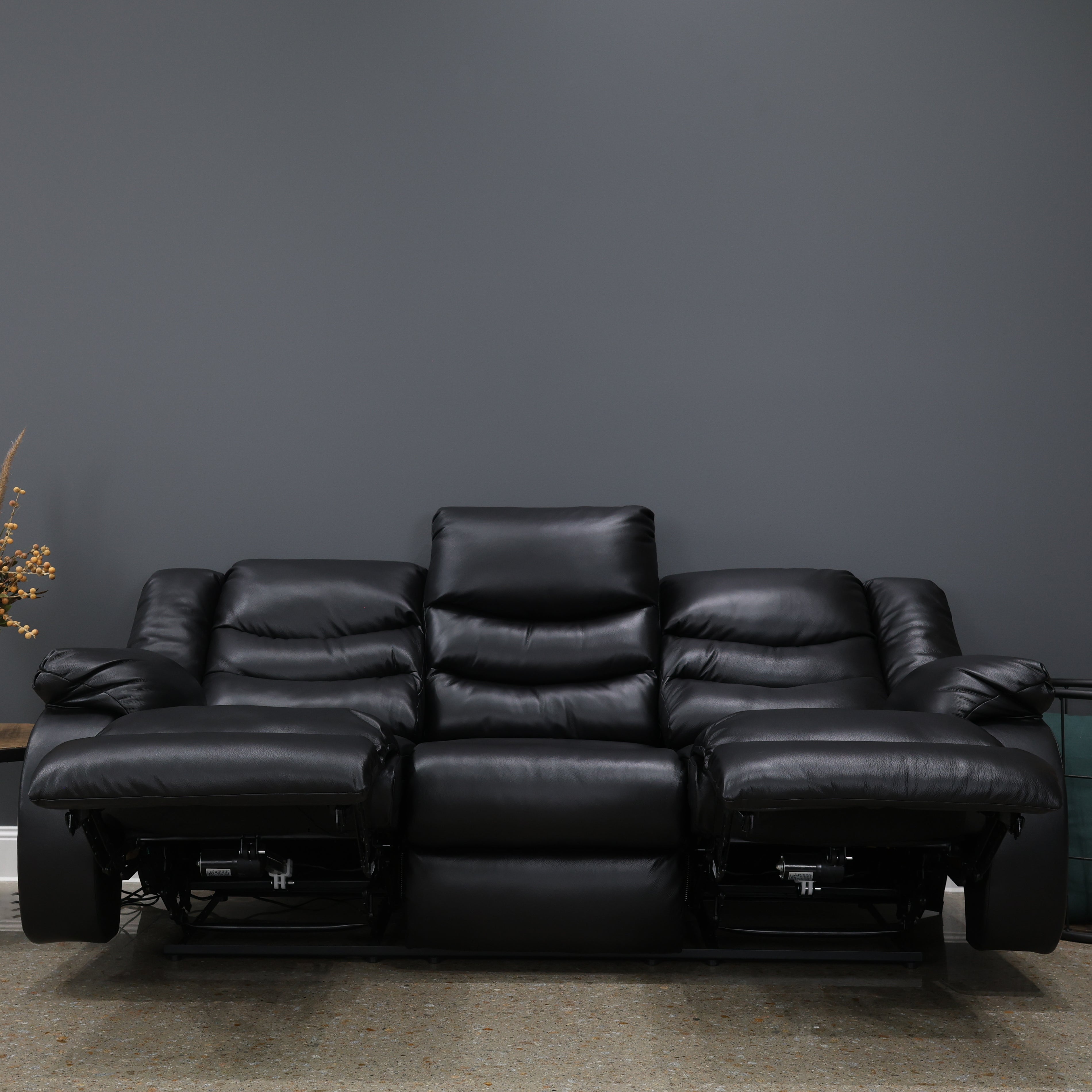 Werribee Electric Power Sofa - Black Leather