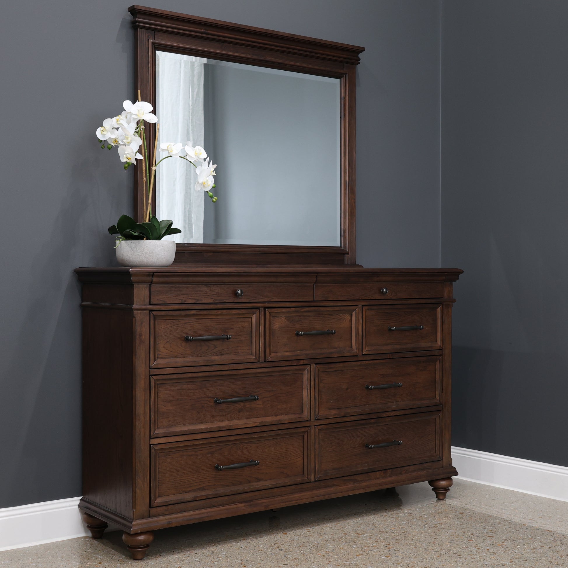 Melton Dark Auburn Dresser Mirror