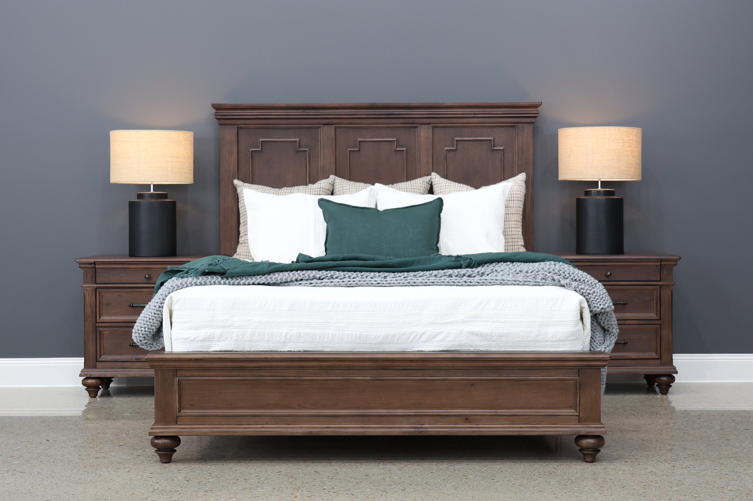 Melton Bedside Table w/ 3 Drawers - Dark Auburn