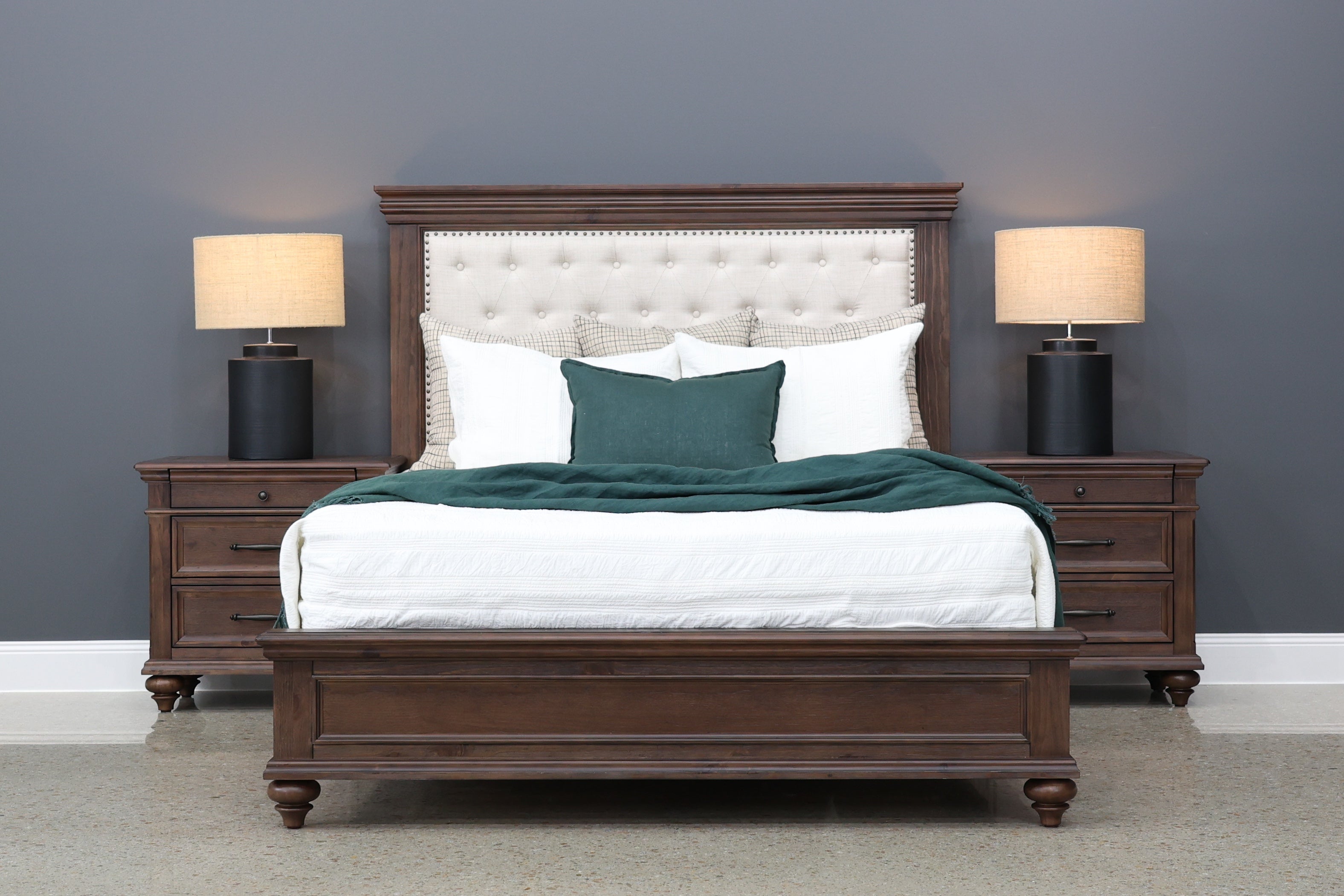 Melton Bed - Upholstered Dark Auburn