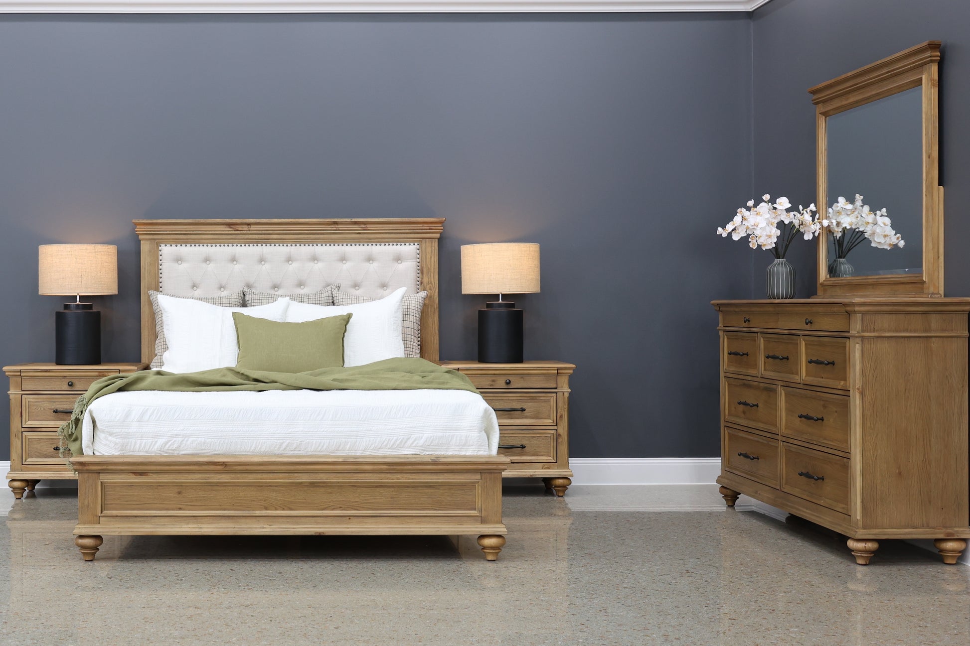 Melton Dresser Mirror - Golden Rustic Oak