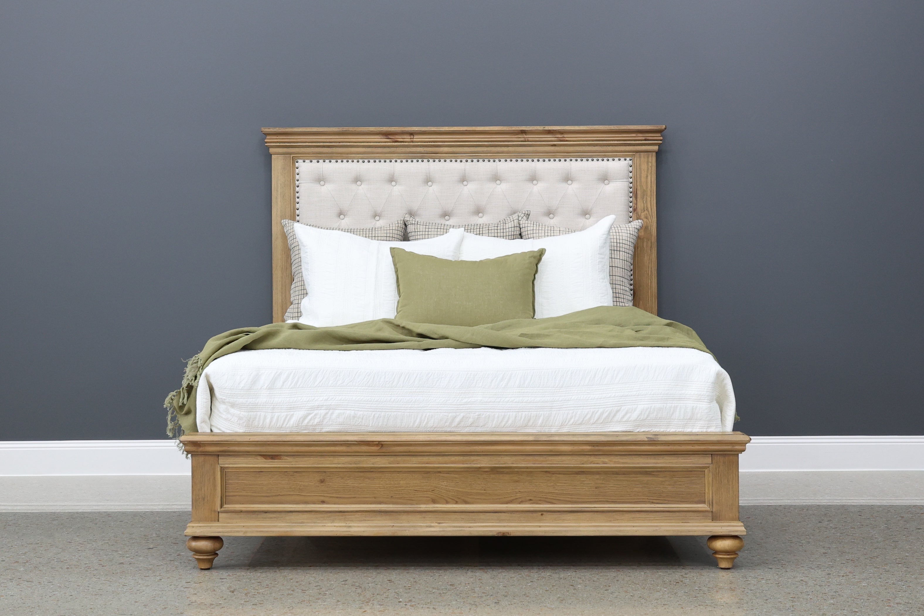 Melton Bed Upholstered - Golden Rustic Oak
