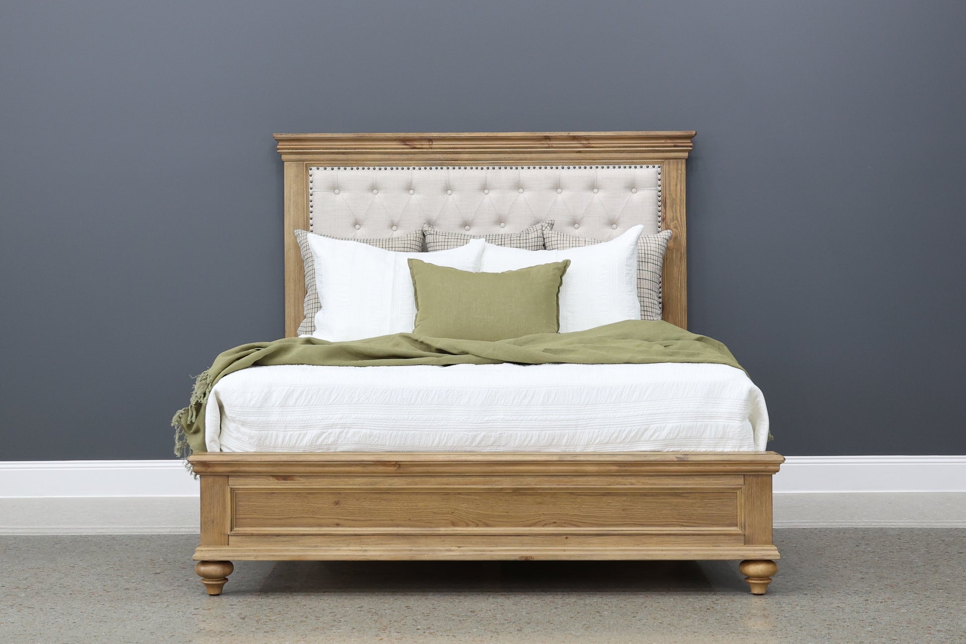 Melton Bed Upholstered - Golden Rustic Oak