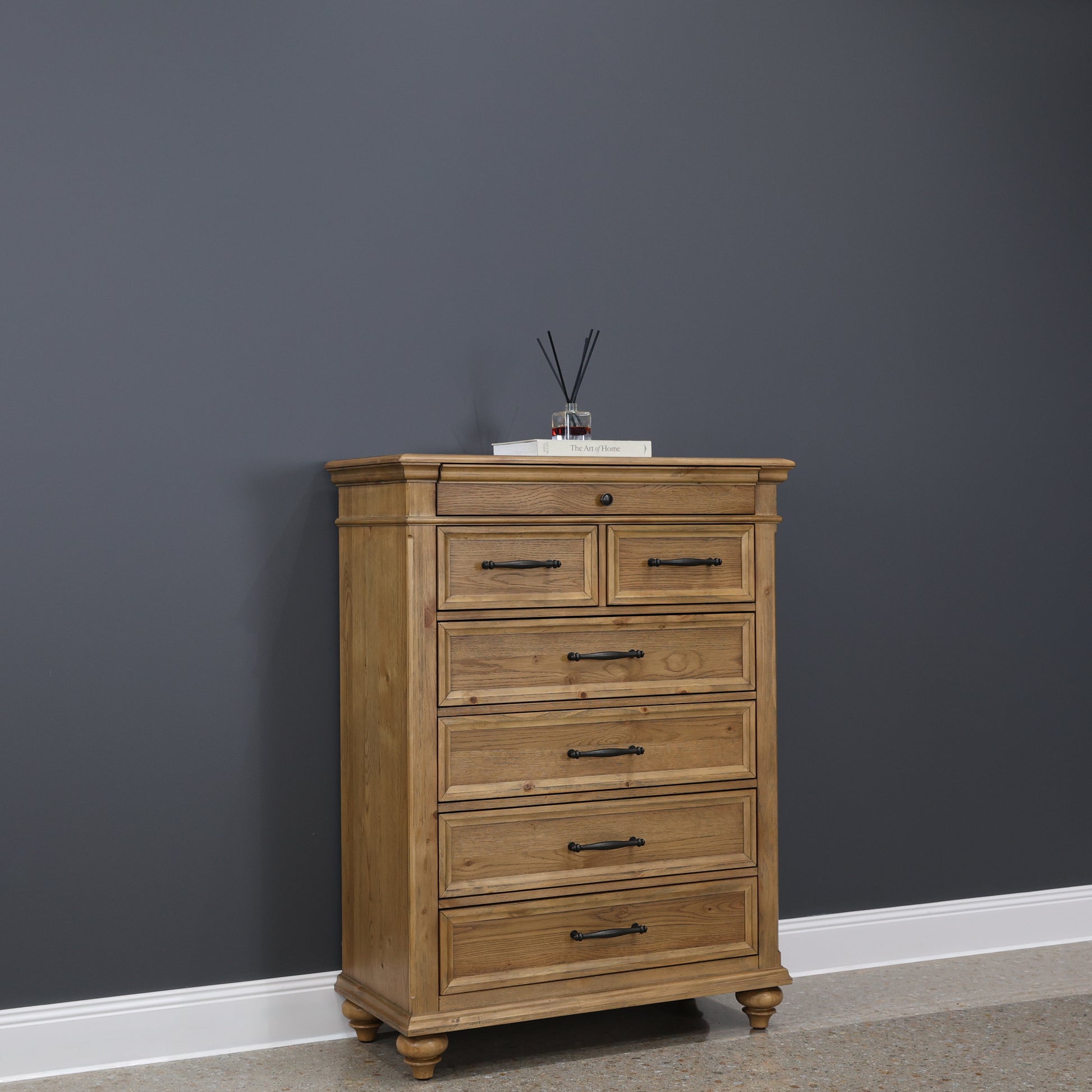 Melton Tallboy w/ 7 Drawers - Golden Rustic Oak