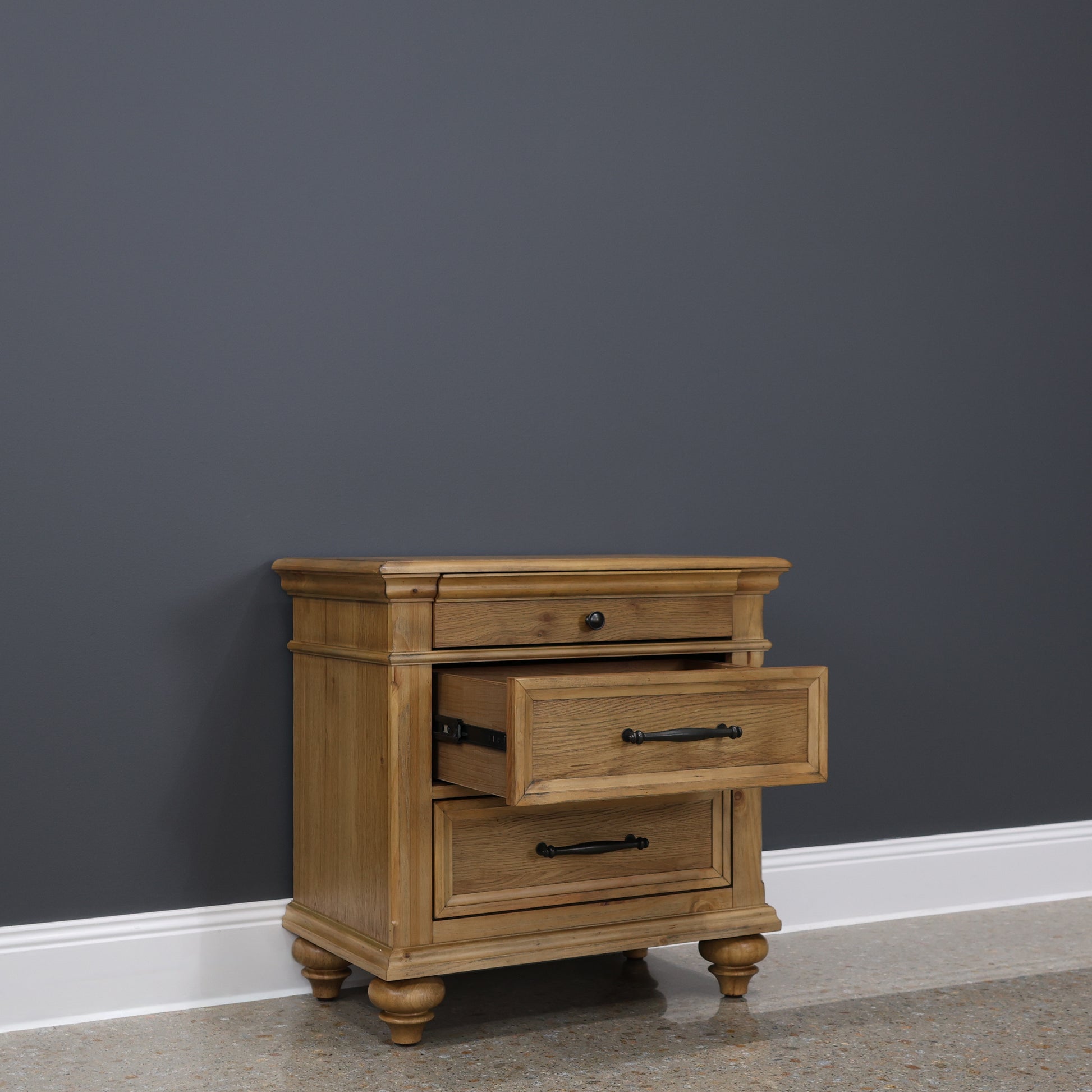 Melton Bedside Table - Golden Rustic Oak