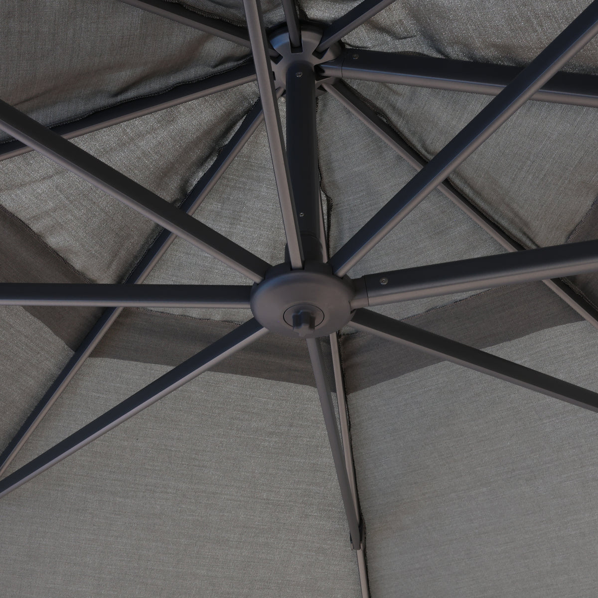Montego Octagonal Scalloped Umbrella - Charcoal w/ Granite Base