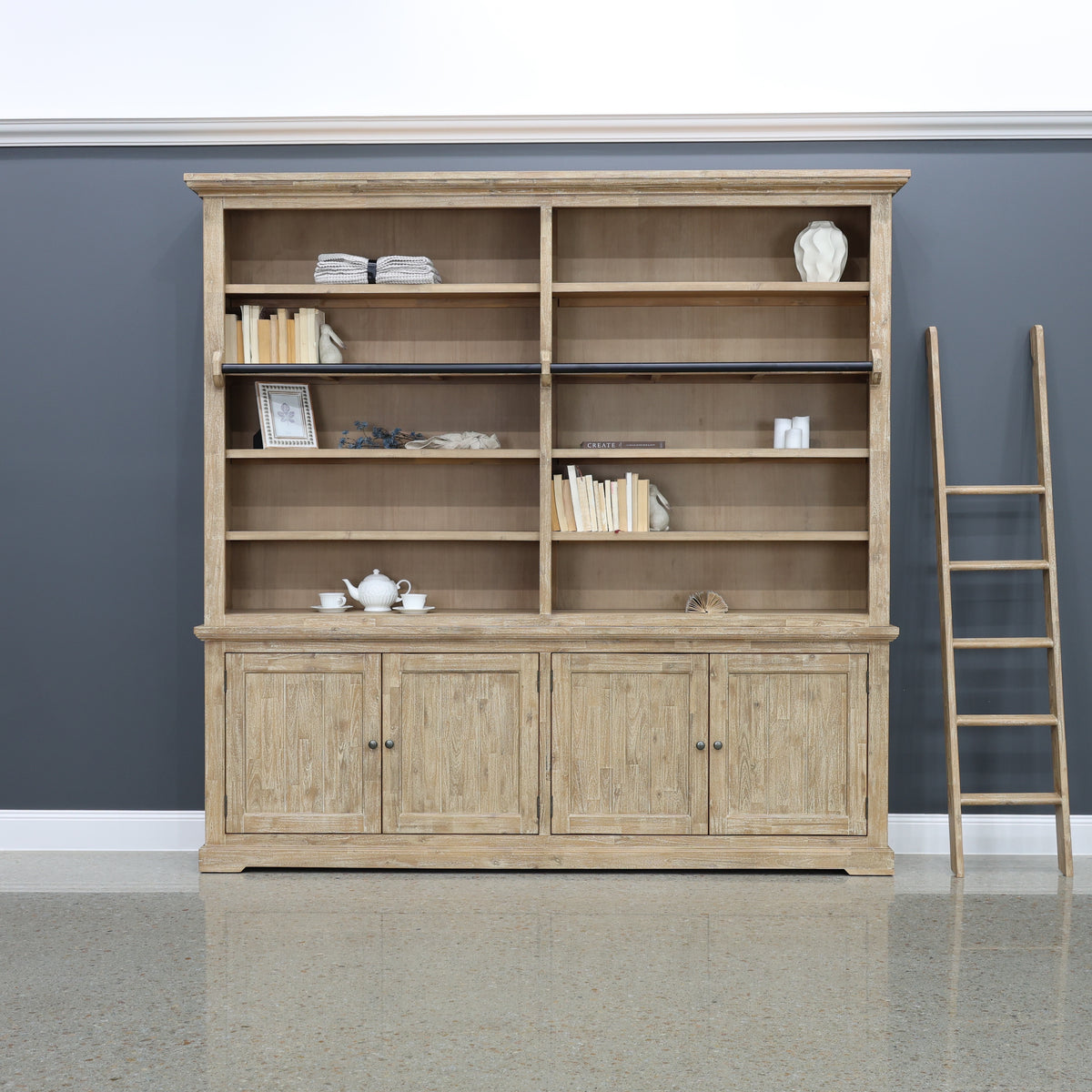 Provedore Natural Large Library w/ Decorative Ladder