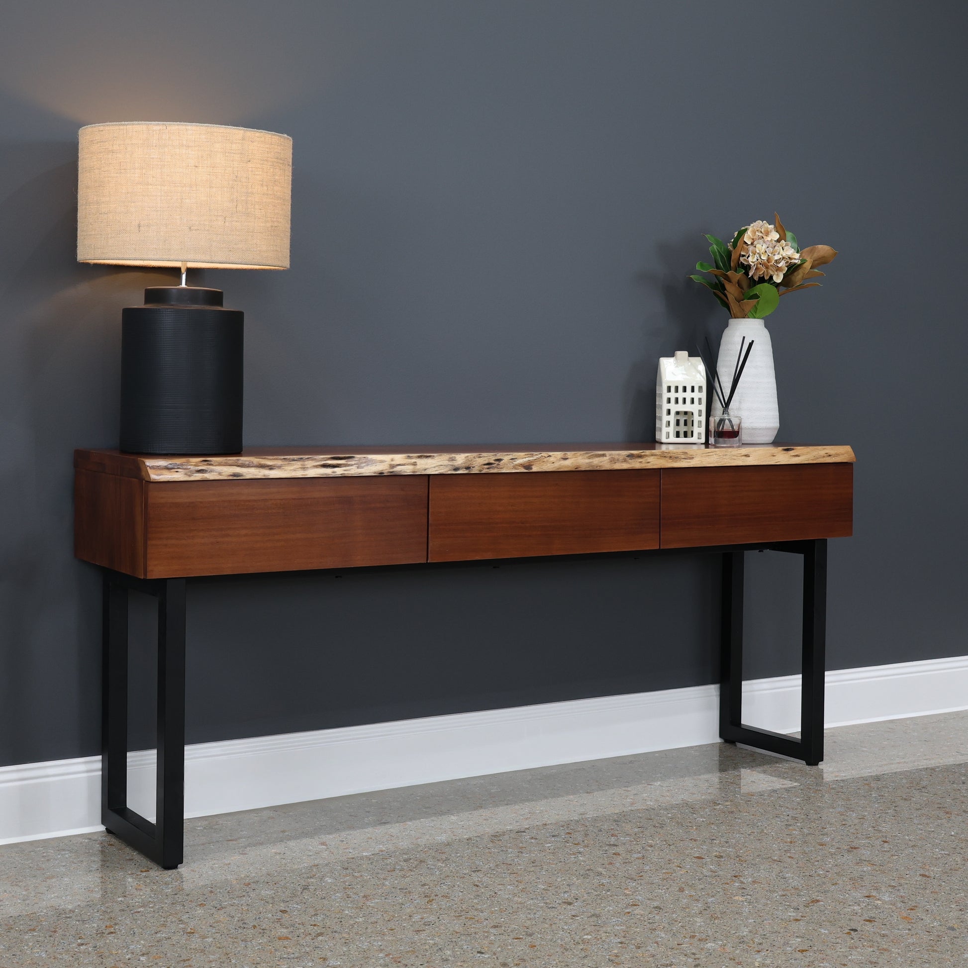 Dark Valley Console Table w/ 3 Drawers
