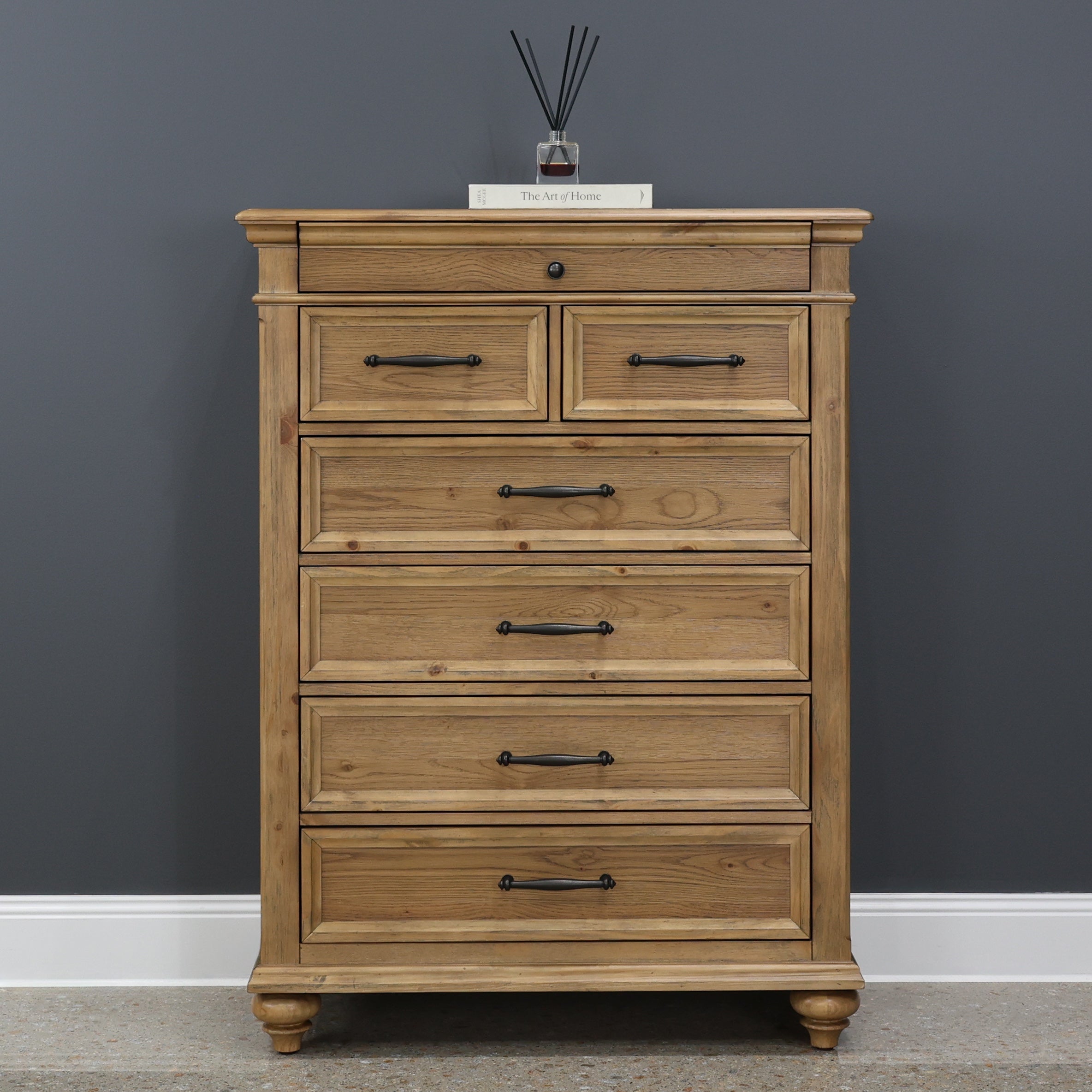Melton Tallboy w/ 7 Drawers - Golden Rustic Oak